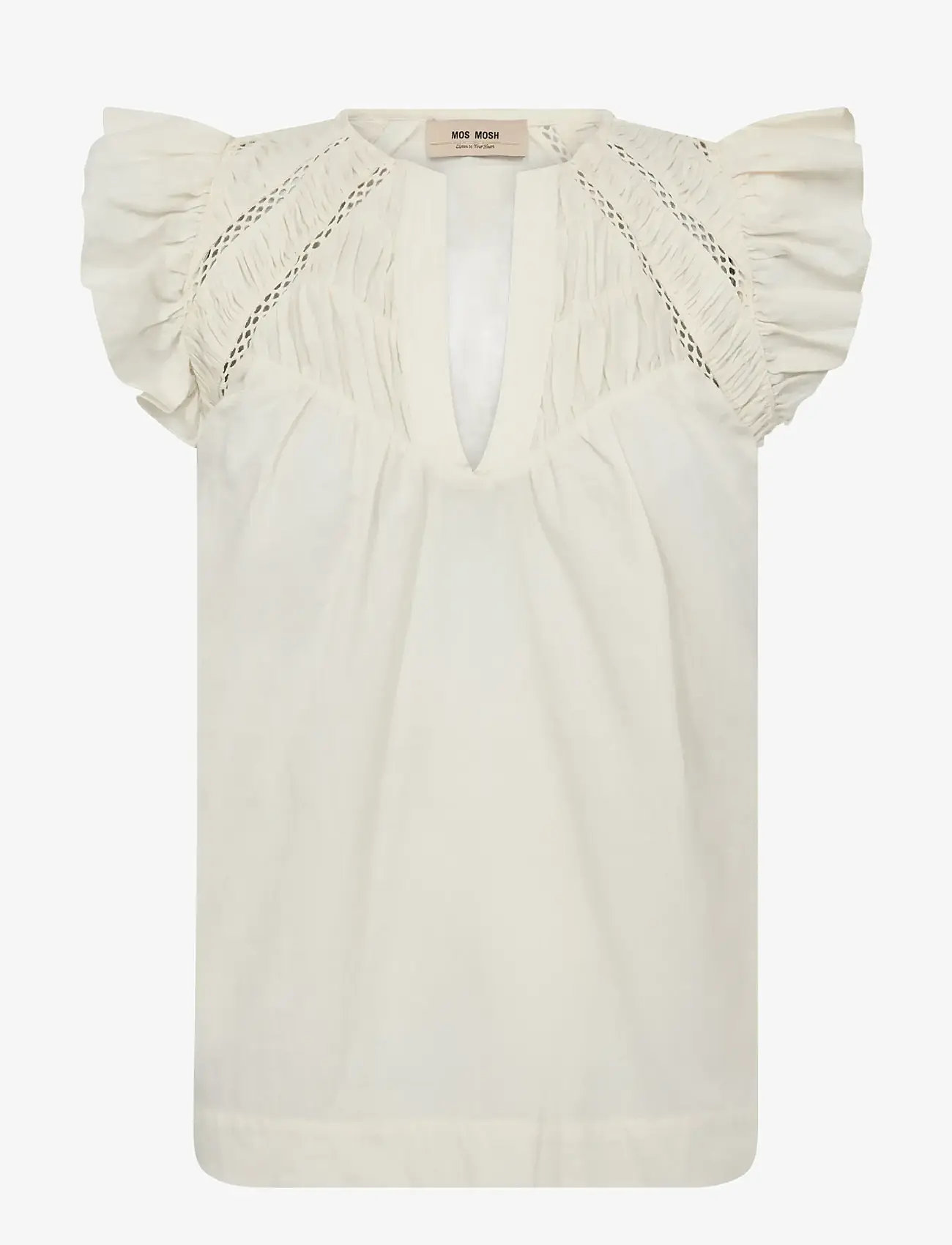 MOS MOSH - MMWoda Izha Blouse - kortærmede bluser - ecru - 1