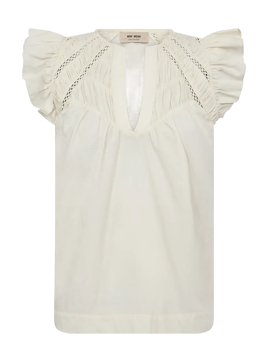 MOS MOSH - MMWoda Izha Blouse - kurzärmelige blusen - ecru - 1