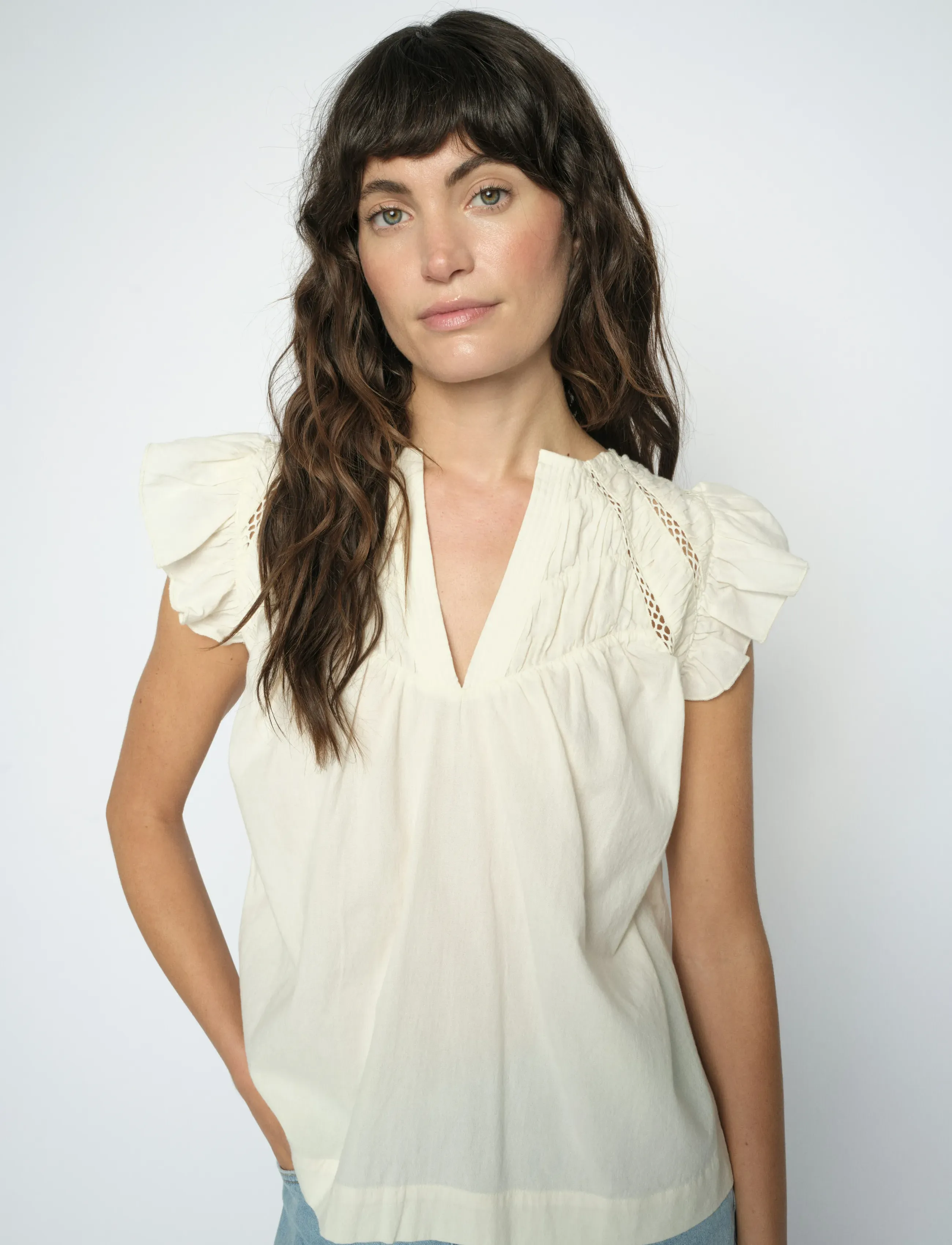 MOS MOSH Mmwoda Izha Blouse, XS, Blouses, Creme - Short-sleeved, Frauen