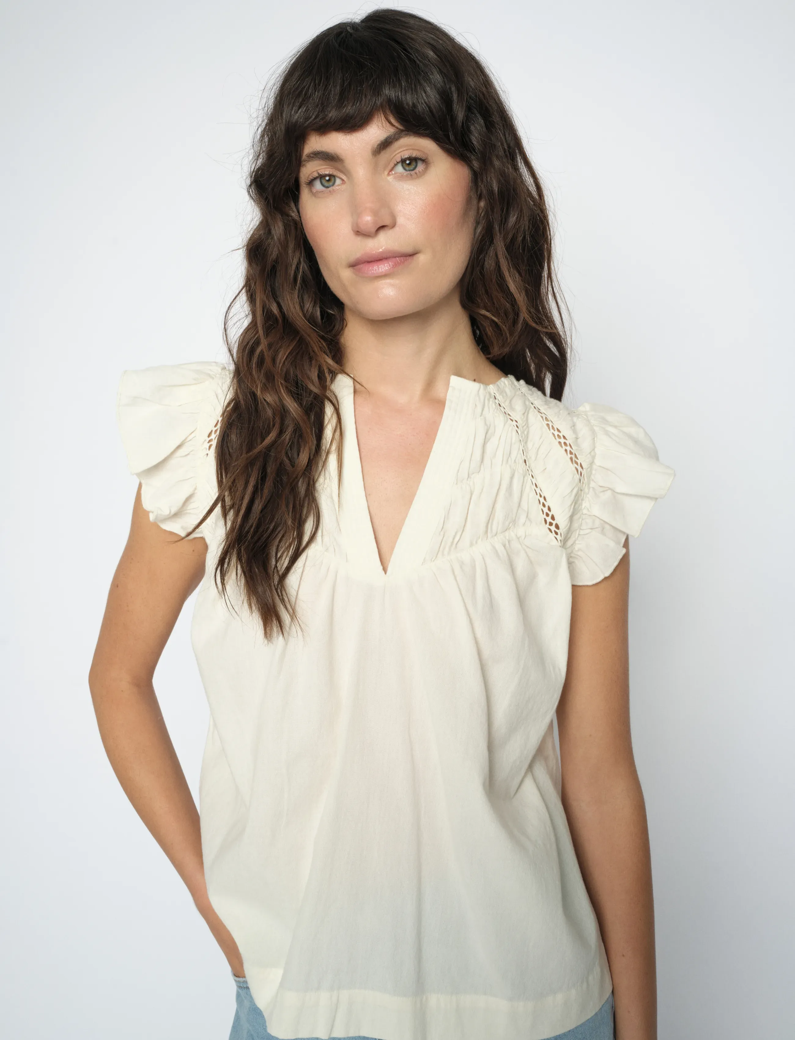MOS MOSH - MMWoda Izha Blouse - kortärmade blusar - ecru - 3