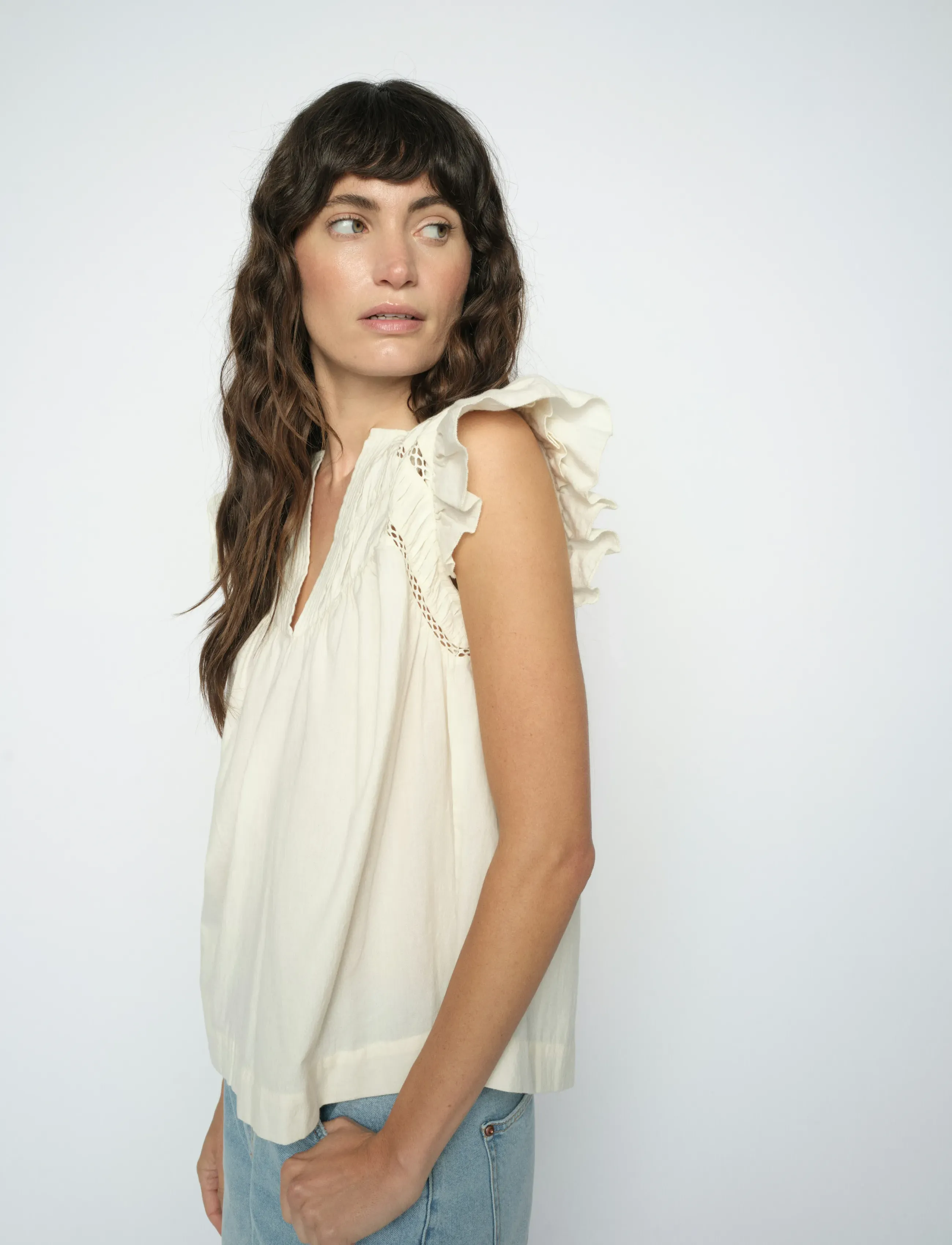 MOS MOSH - MMWoda Izha Blouse - kortärmade blusar - ecru - 4