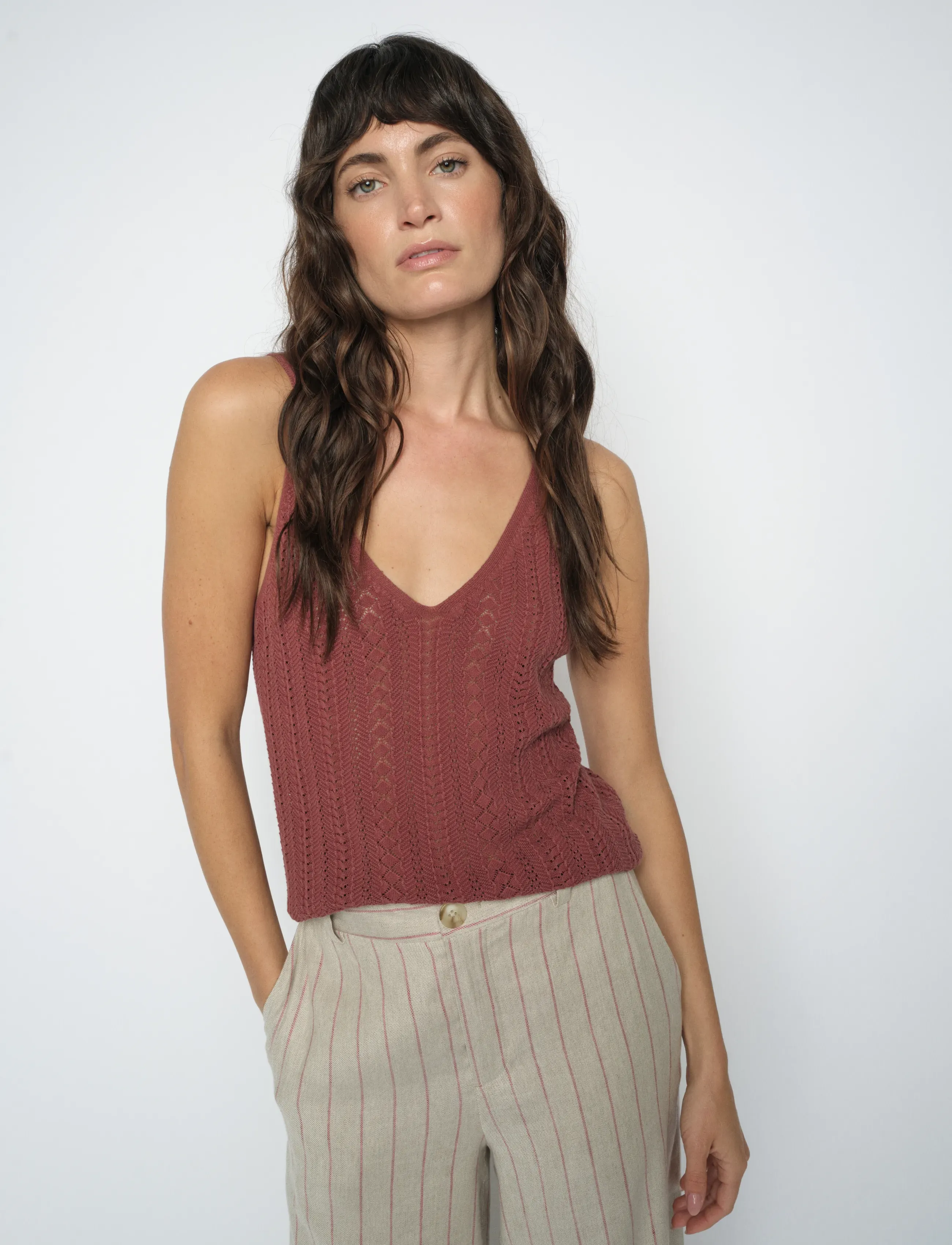 MOS MOSH MMCressida Wash Knit Top - T-Shirts & Tops - COWHIDE / burgundy