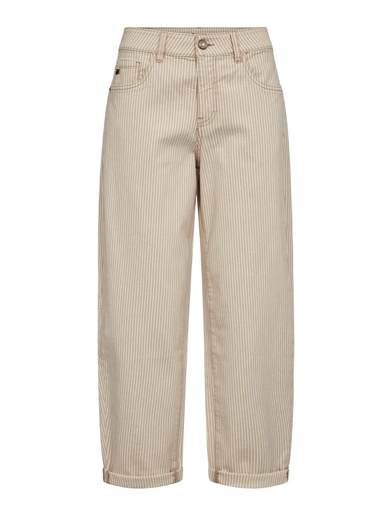 MOS MOSH - MMHellen Stripe Pant - barrelbyxor - doeskin - 1