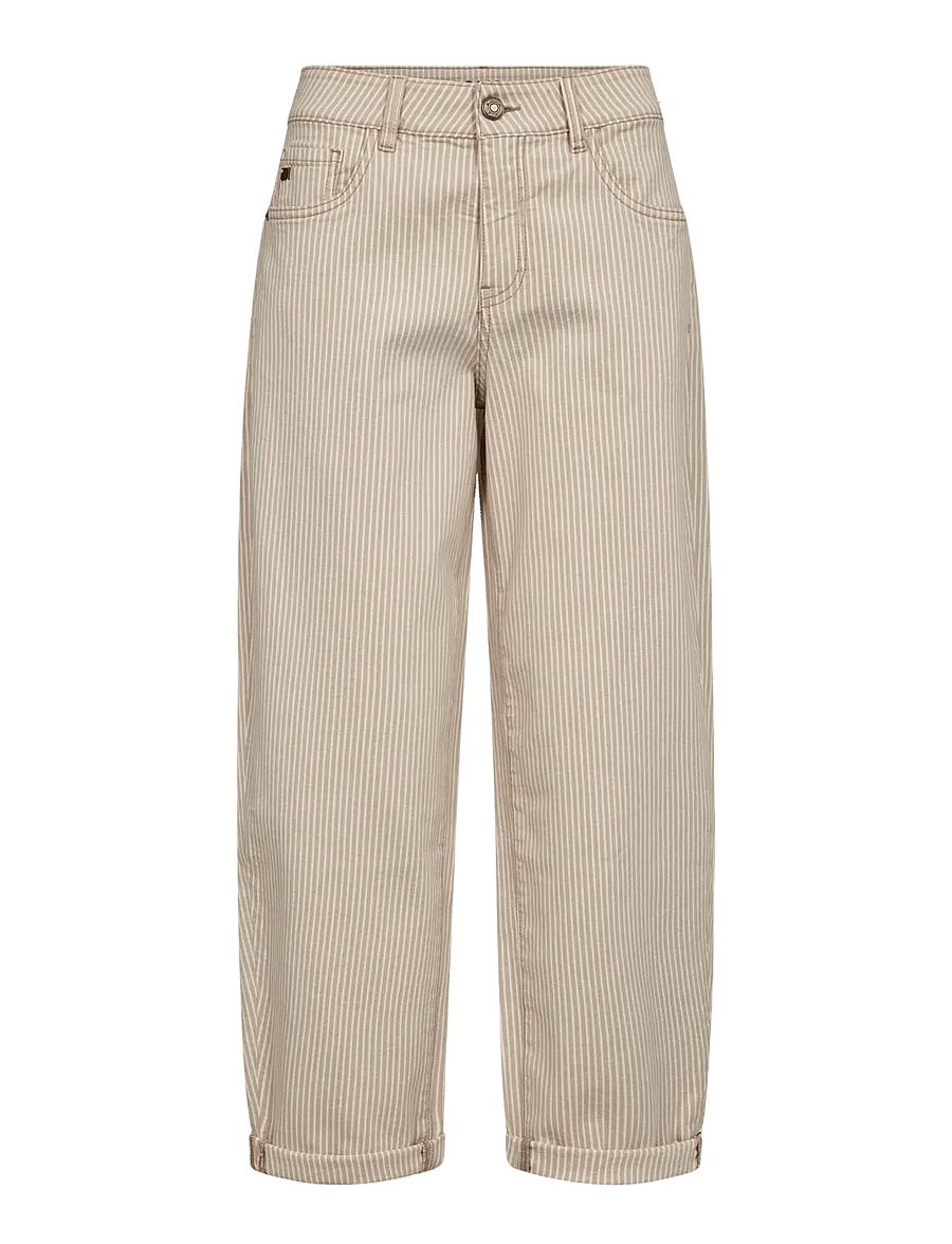 MOS MOSH - MMHellen Stripe Pant - barrelbyxor - doeskin - 1