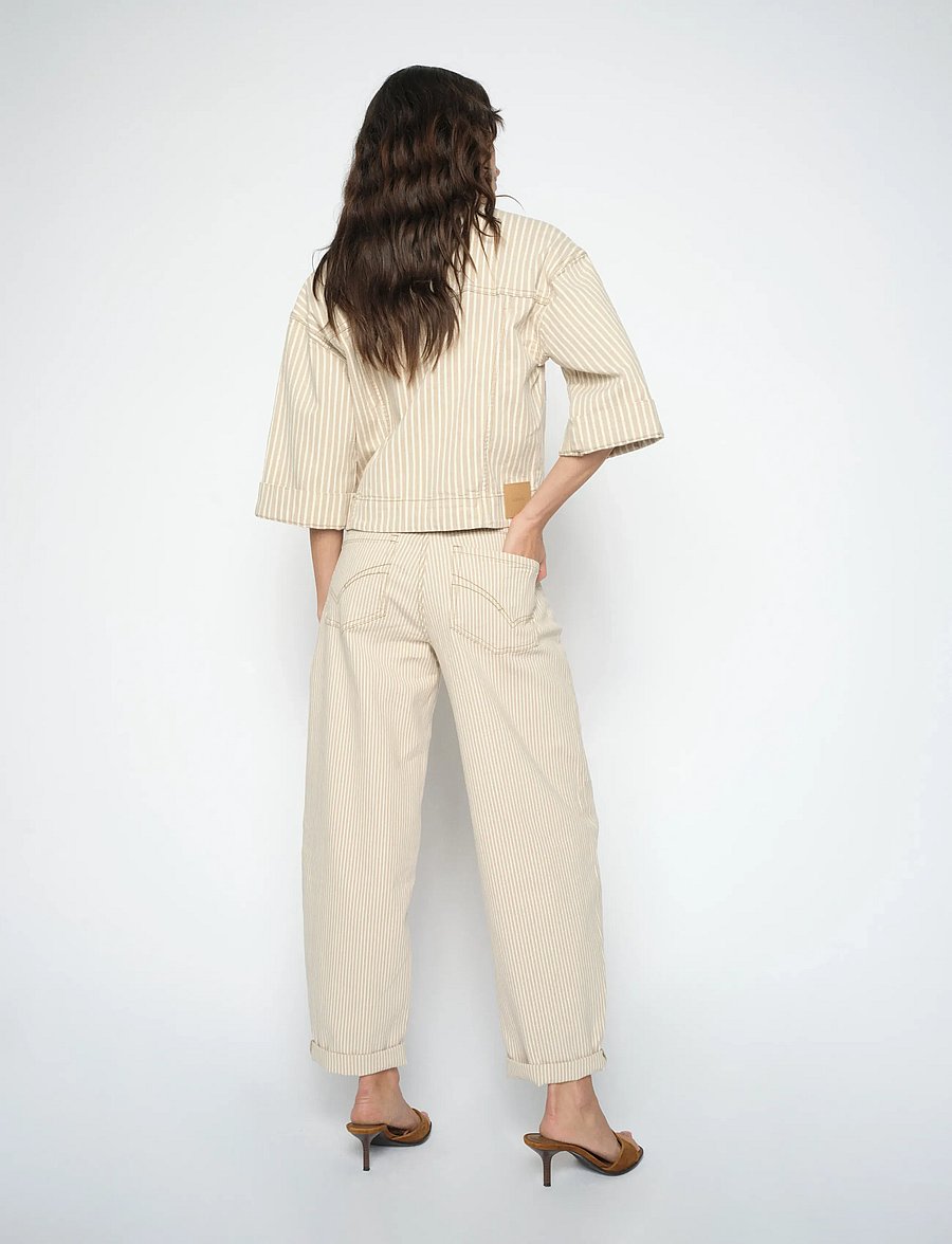 MOS MOSH - MMHellen Stripe Pant - barrelbyxor - doeskin - 3