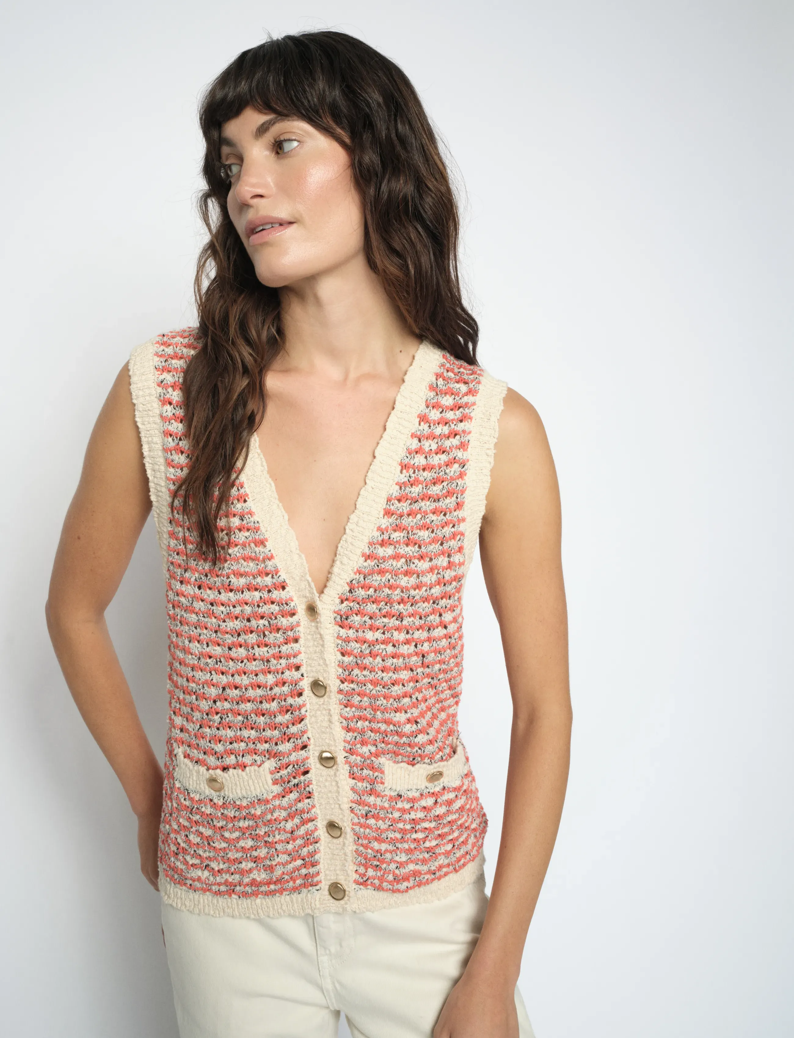 MOS MOSH Mmmiah Knit Vest, S, Westen, Beige - Knitted Frauen