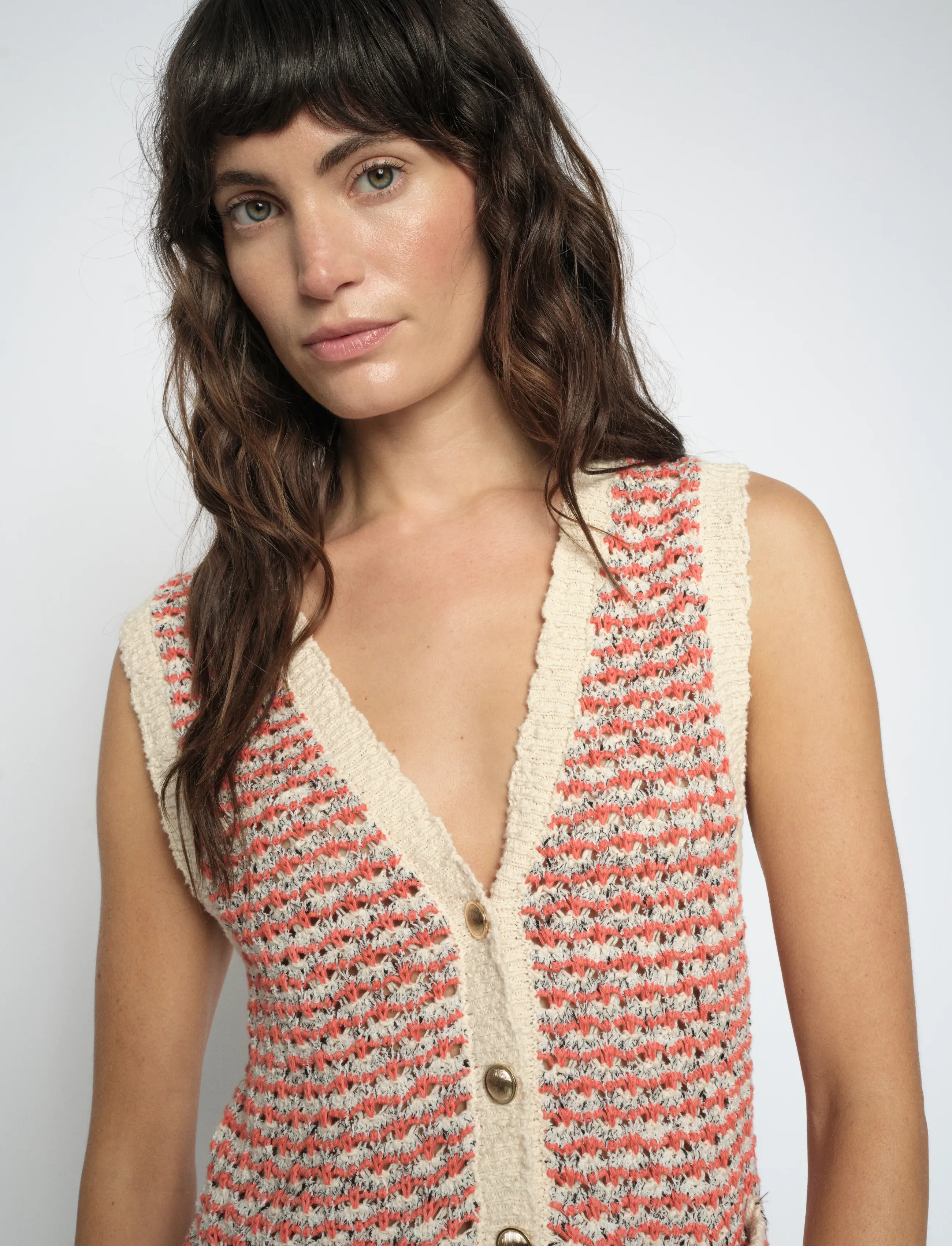 MOS MOSH - MMMiah Knit Vest - knitted vests - emberglow - 3
