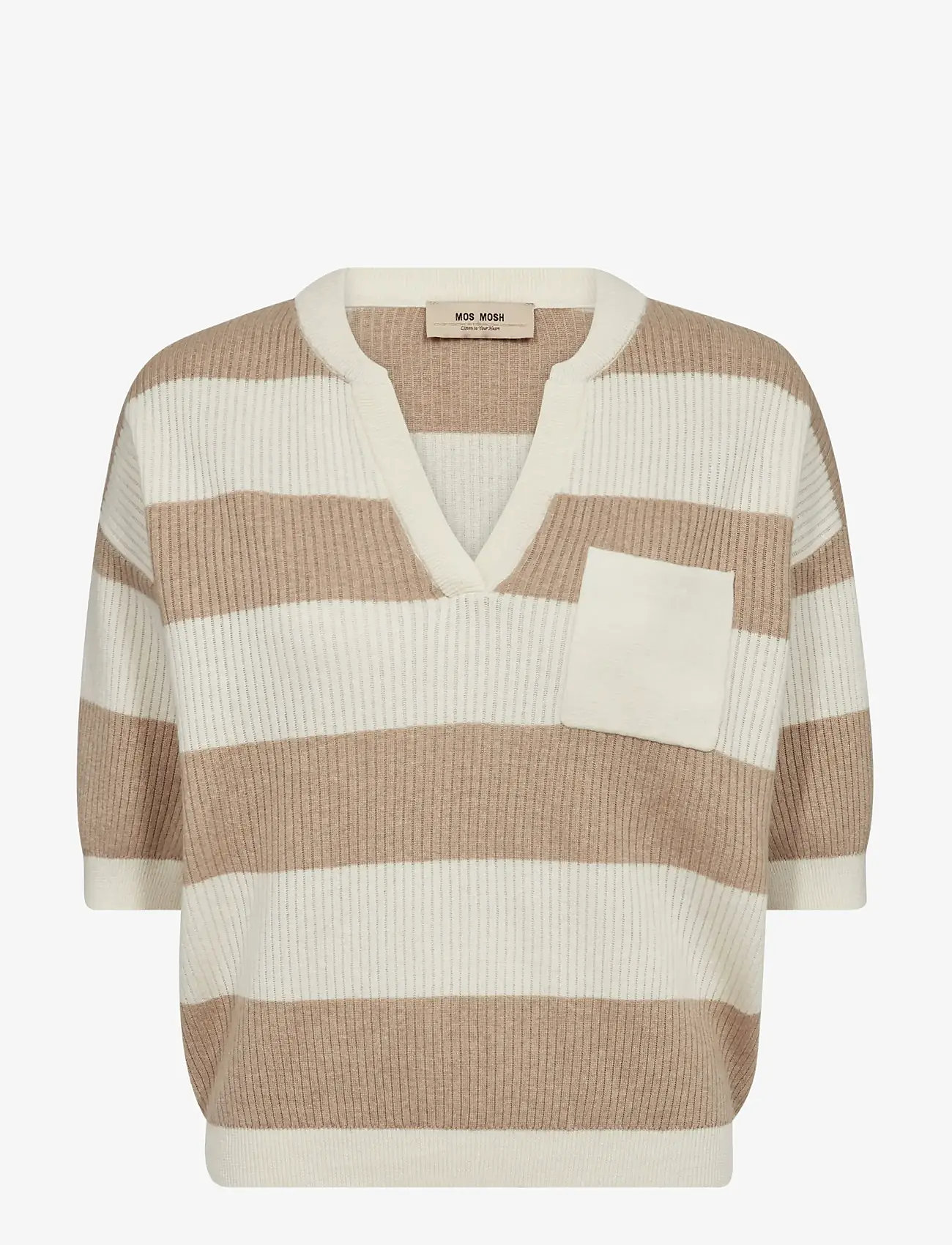 MOS MOSH - MMPinna Stripe SS Knit - cashmere - doeskin - 0