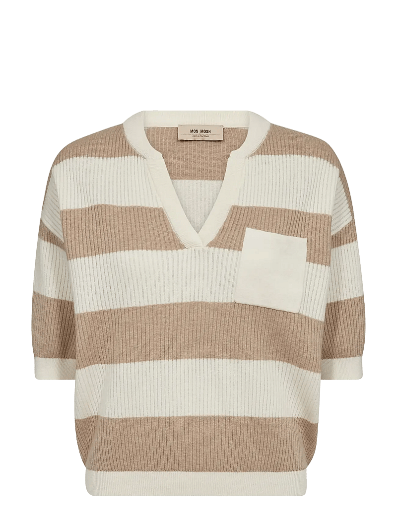 MOS MOSH - MMPinna Stripe SS Knit - cashmere - doeskin - 0