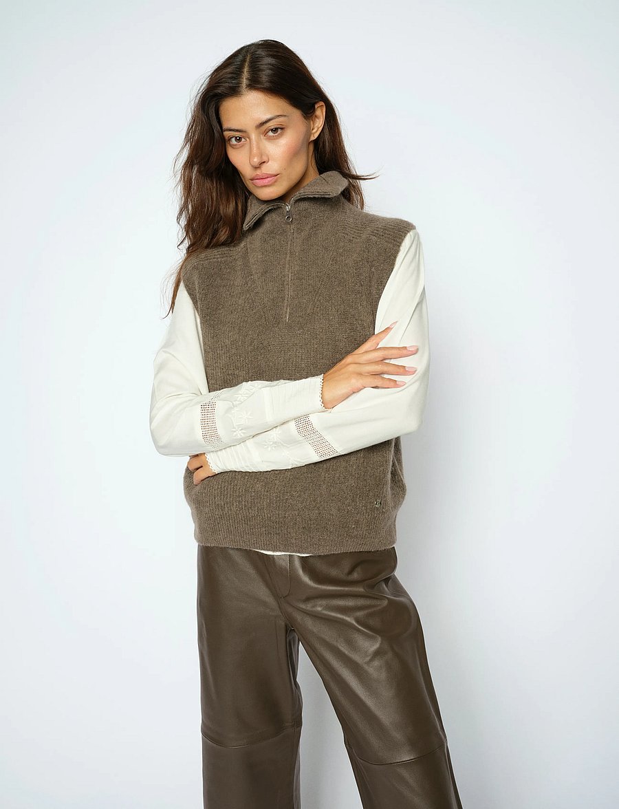 MOS MOSH - MMThora Highneck SL Knit - striktrøjer - falcon - 0