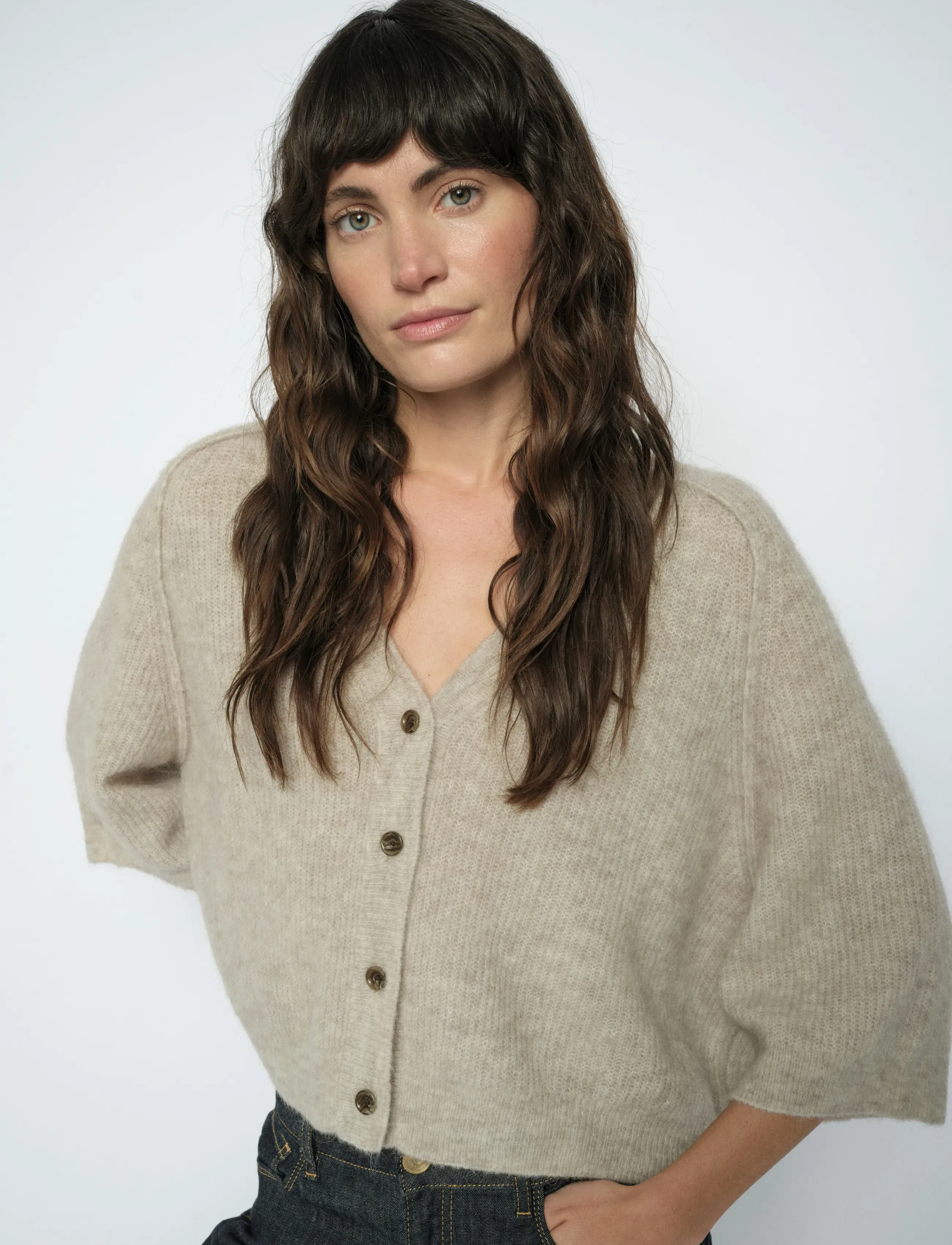 MOS MOSH Mmthora Lizet Knit Cardigan, XL, Knitwear, Beige - Cardigans, Frauen