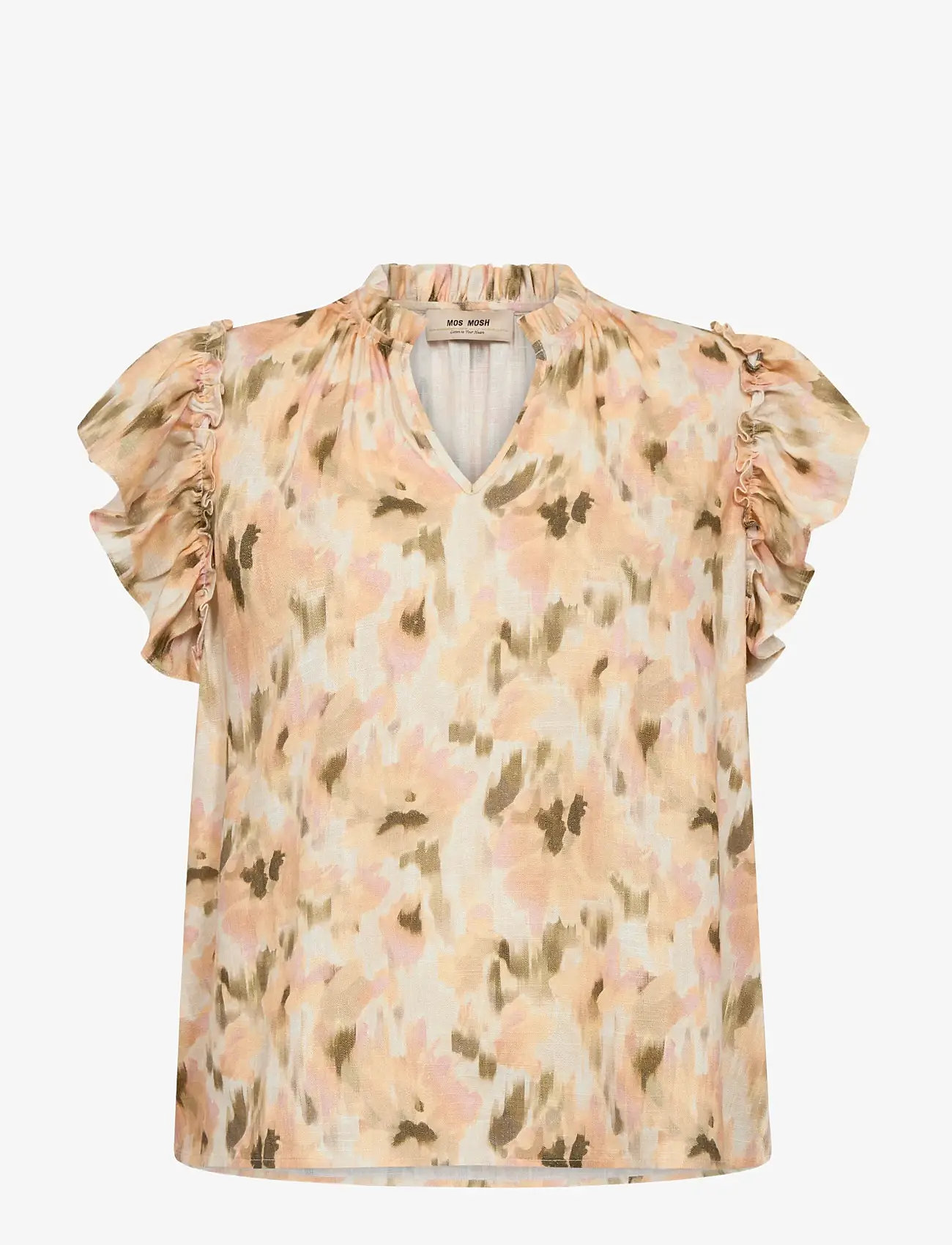 MOS MOSH - MMTea Flower Field Blouse - kurzämlige blusen - burnt olive - 1