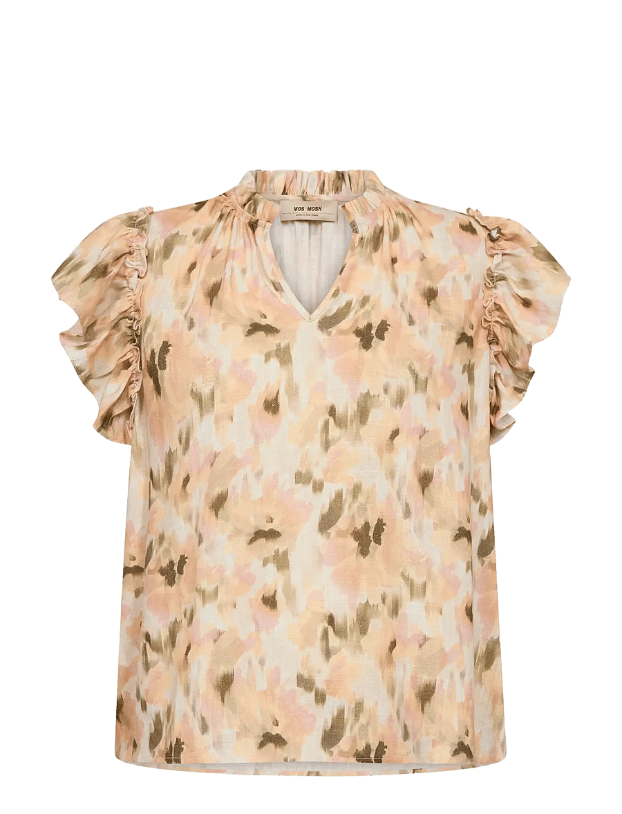 MOS MOSH - MMTea Flower Field Blouse - kurzärmelige blusen - burnt olive - 1