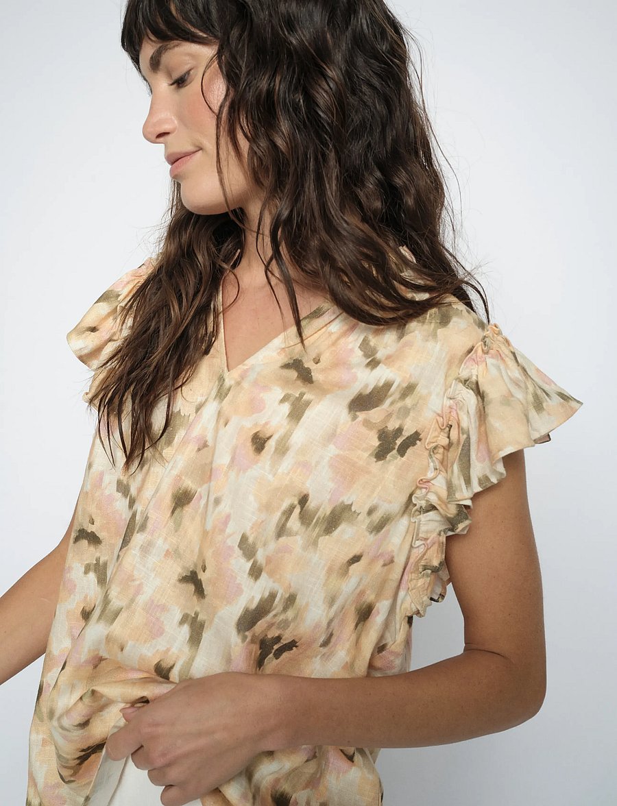 MOS MOSH - MMTea Flower Field Blouse - kurzärmelige blusen - burnt olive - 3