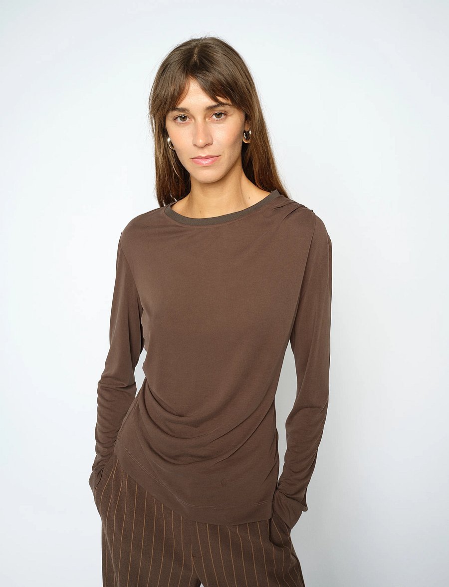 MOS MOSH - MMAmi O-LS Draped Tee - långärmade toppar - delicioso - 0