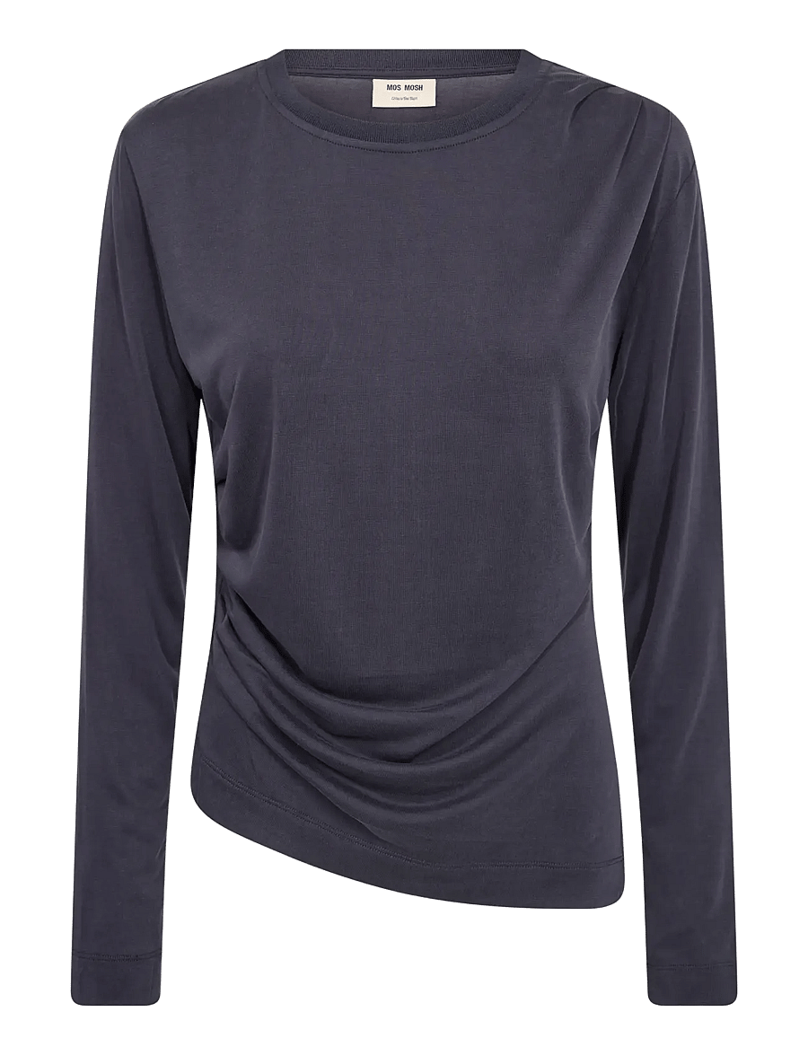 MOS MOSH - MMAmi O-LS Draped Tee - langärmlige tops - salute navy - 1