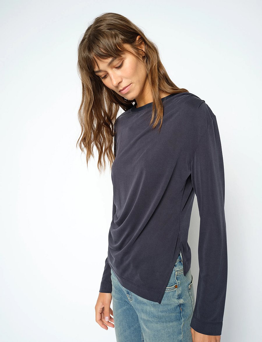 MOS MOSH - MMAmi O-LS Draped Tee - langärmlige tops - salute navy - 0
