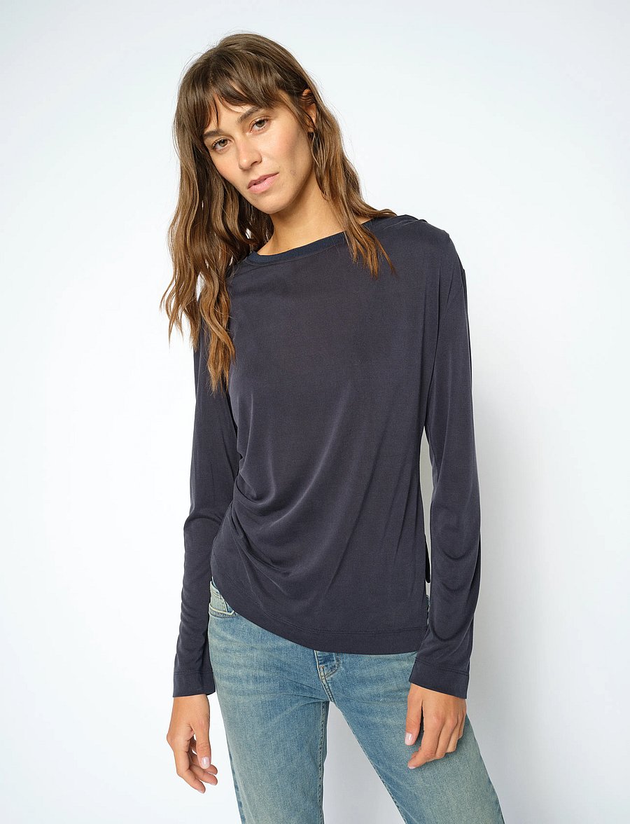 MOS MOSH - MMAmi O-LS Draped Tee - langärmlige tops - salute navy - 3