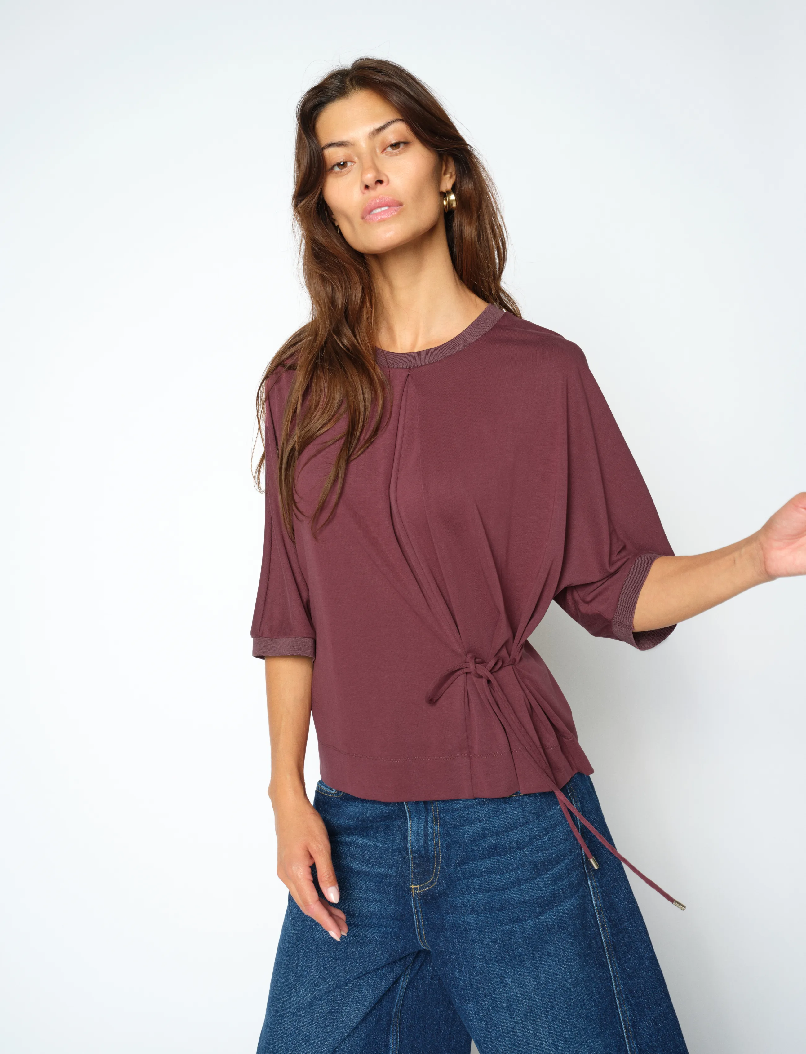 MOS MOSH Mmjuana O-Ss Tee, S, Burgundy, T-Shirts & Toppe > Kortærmede, Dame
