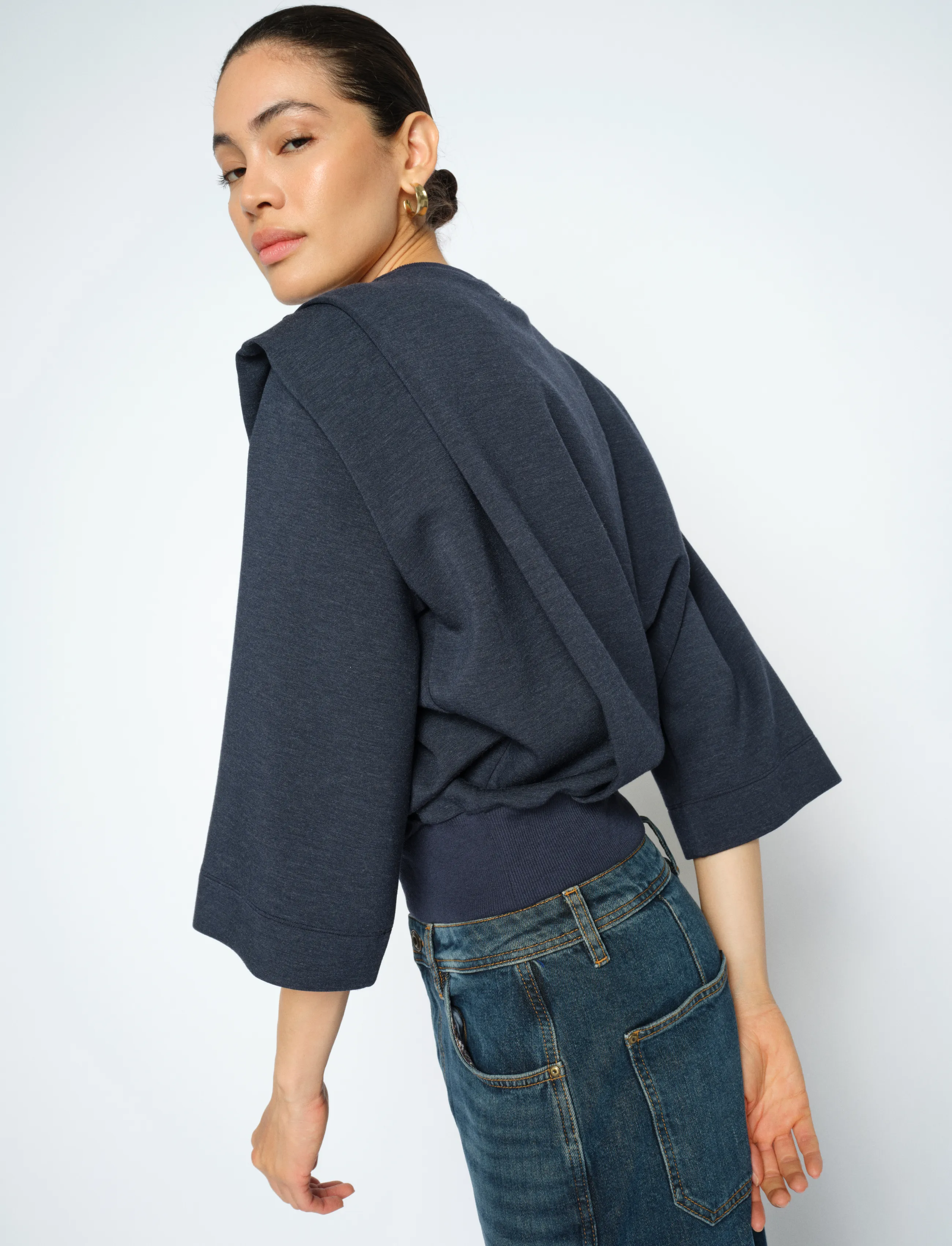 MOS MOSH - MMMae O-3/4 Sleeve Sweatshirt - moetrendid - salute navy - 3