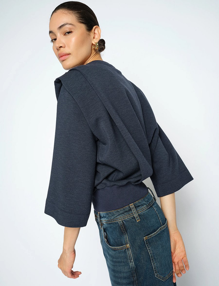 MOS MOSH - MMMae O-3/4 Sleeve Sweatshirt - moetrendid - salute navy - 3