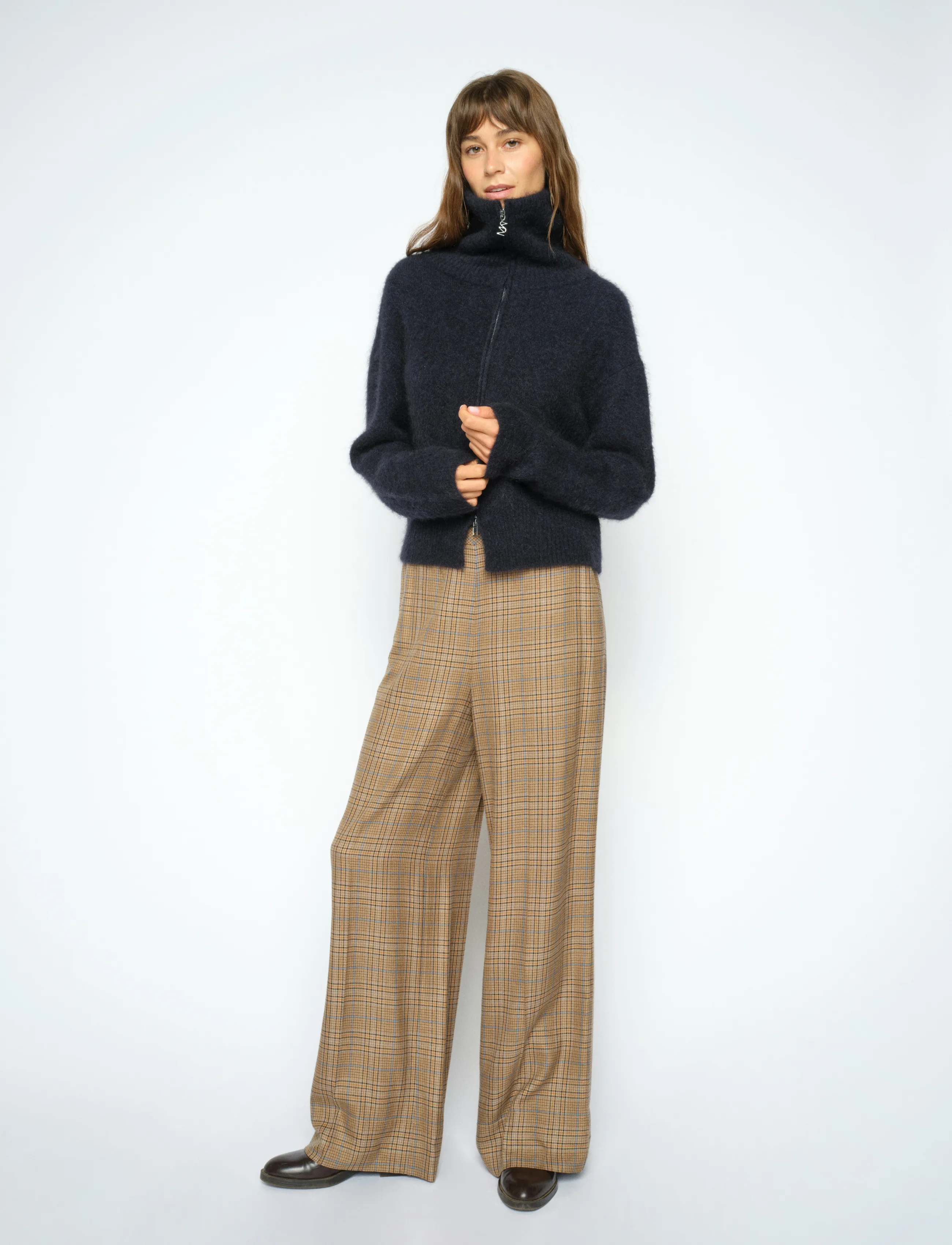 MOS MOSH Mmmie Kalif Pant, 44 Regular, Trousers, Beige - Wide Leg, Frauen