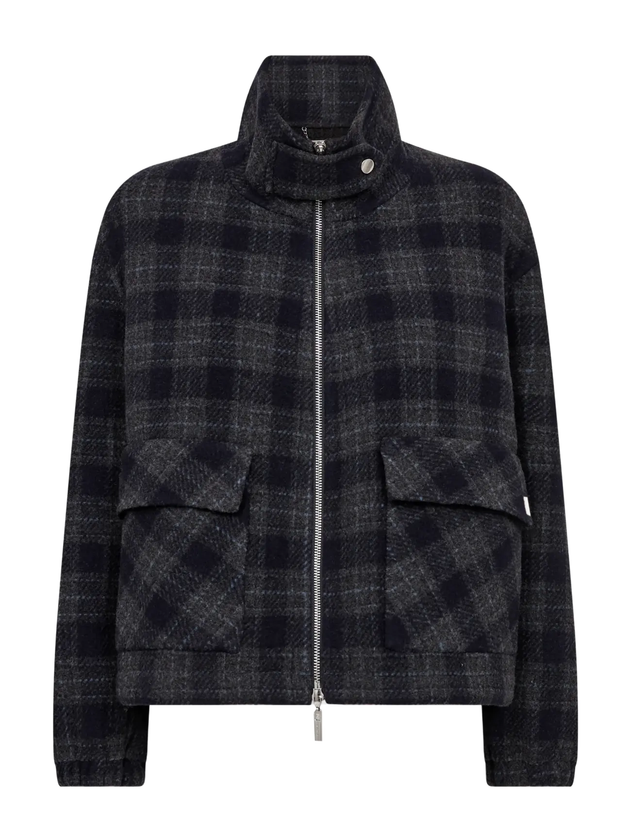 MOS MOSH Mmcamille Check Jacket, Kvinder, Højhalset Ternjakke, Navy, Str: XL