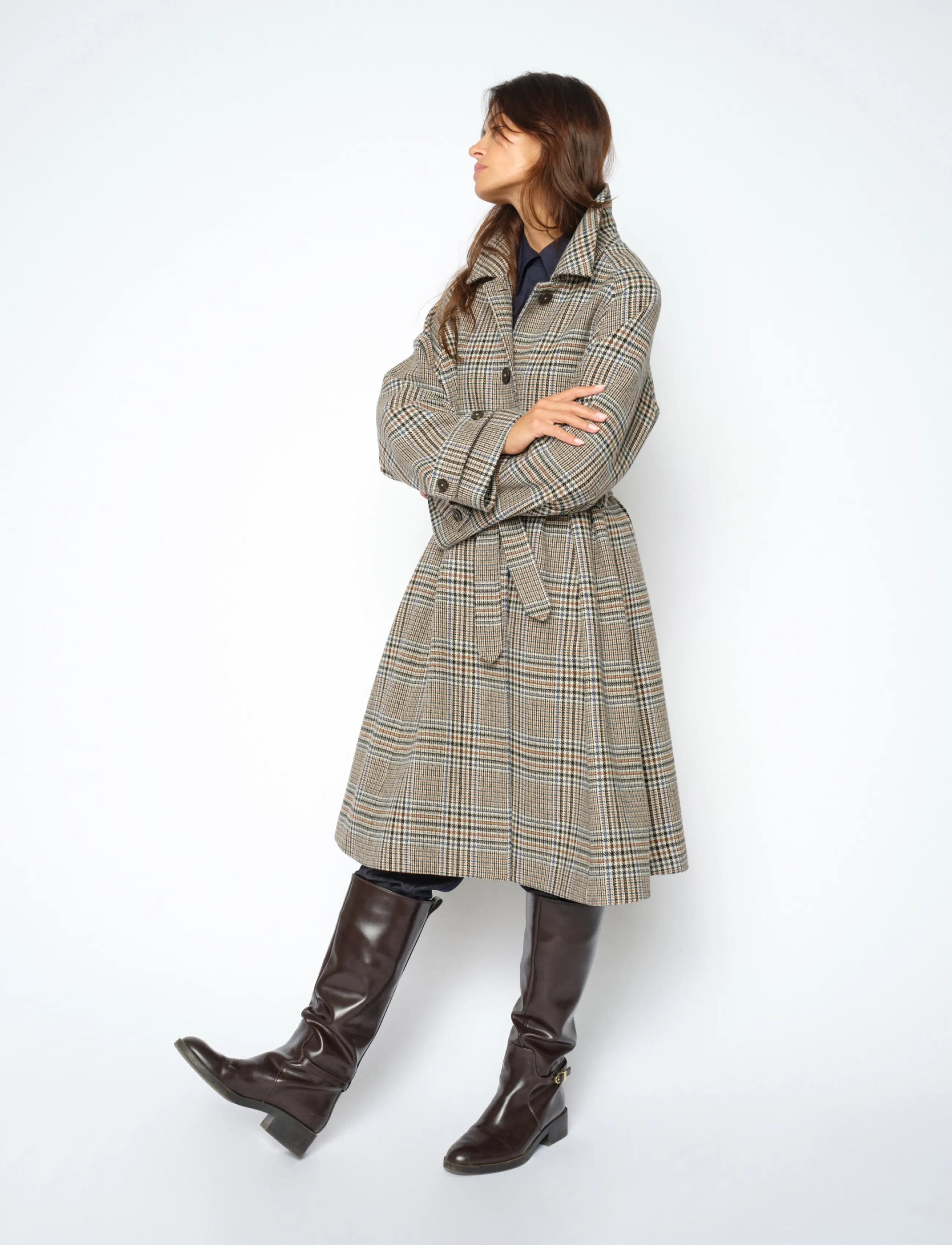 MOS MOSH Mmselestine Check Coat, Damen, Karierter Mantel, Beige, Gr.S