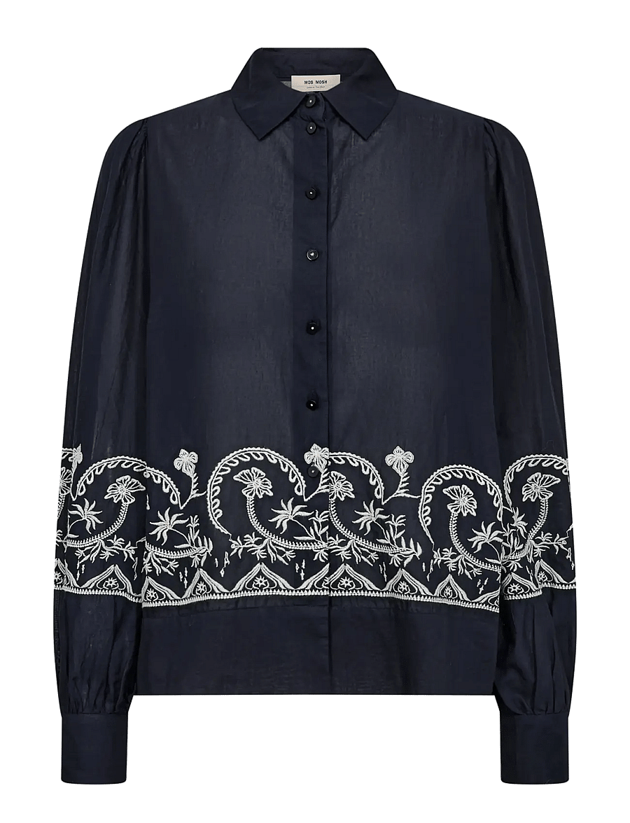 MOS MOSH - MMSilca Lino Shirt - langærmede skjorter - salute navy - 1