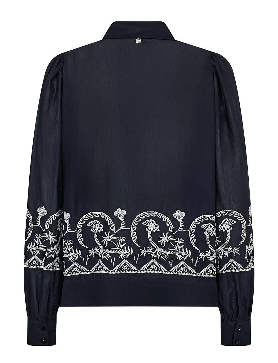 MOS MOSH - MMSilca Lino Shirt - langærmede skjorter - salute navy - 2
