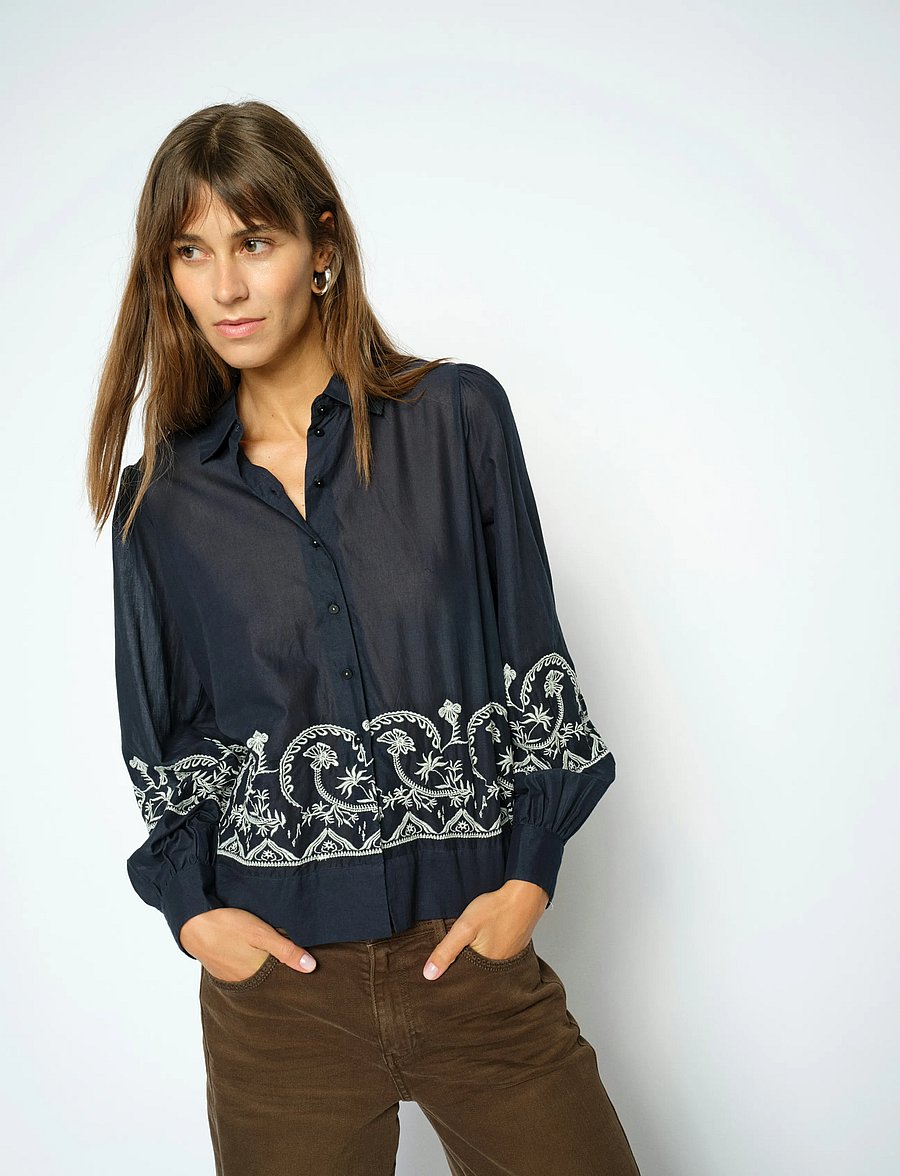 MOS MOSH - MMSilca Lino Shirt - langærmede skjorter - salute navy - 0