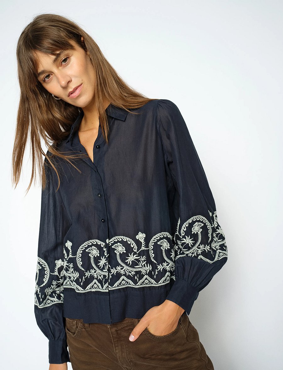MOS MOSH - MMSilca Lino Shirt - langærmede skjorter - salute navy - 3
