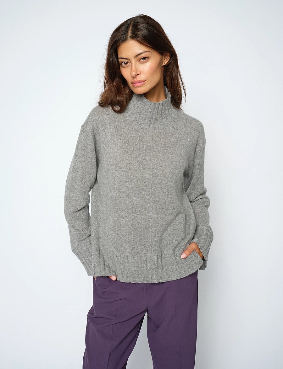 MOS MOSH - MMAima Cashmere Highneck Knit - kaschmir - grey melange - 0