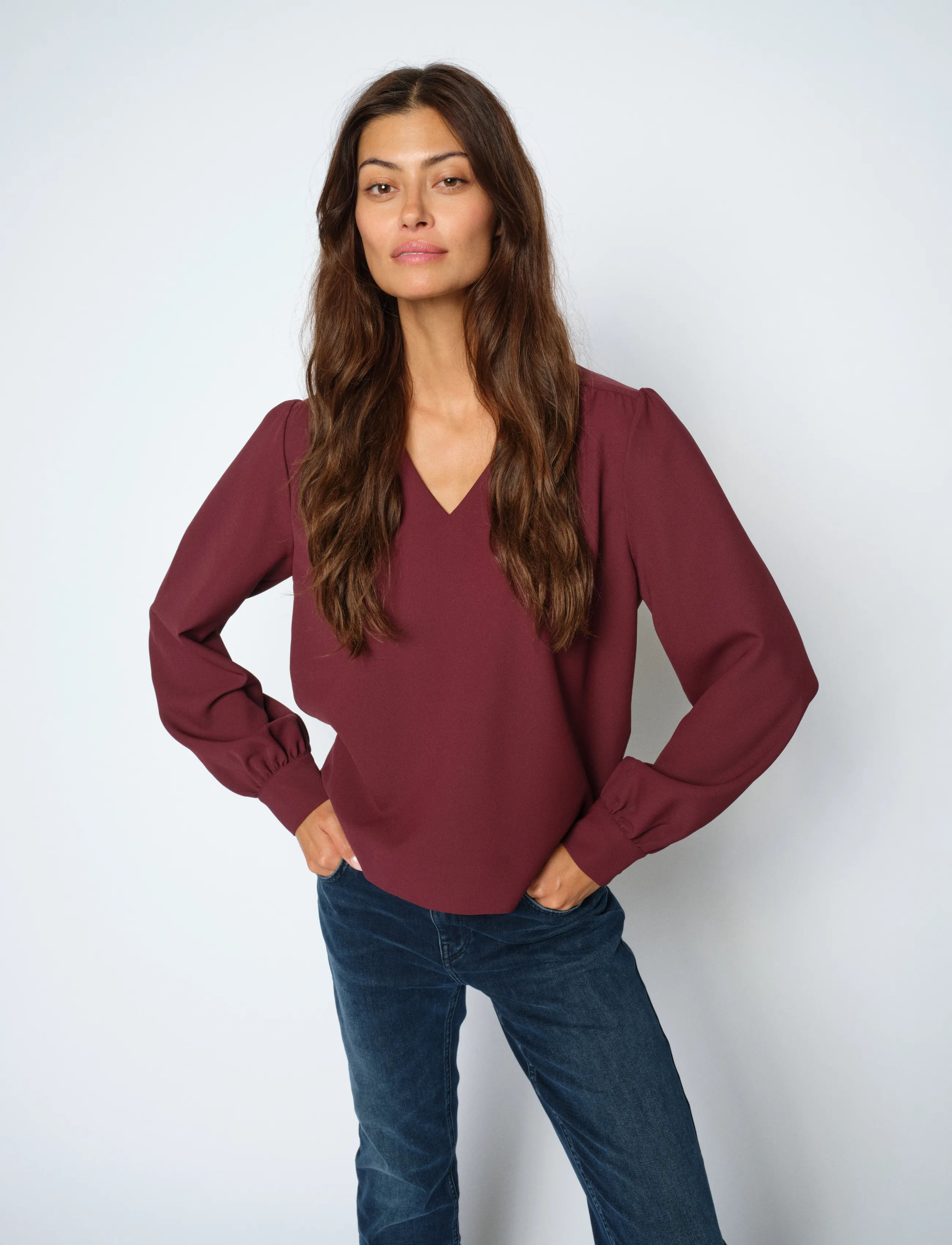 MOS MOSH MMKylie Miley Blouse - Långärmade blusar - PORT ROYALE / burgundy