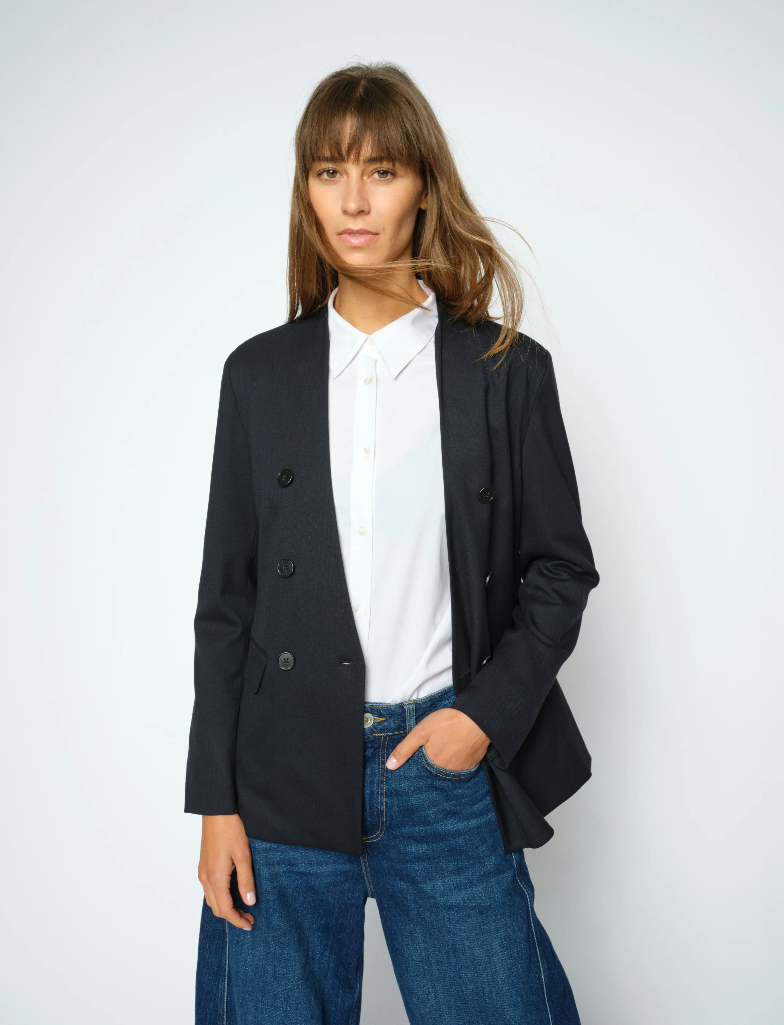 MOS MOSH Mmsilvi Caro Blazer, 42, Navy, Blazere > Dobbeltradede Blazere, Dame
