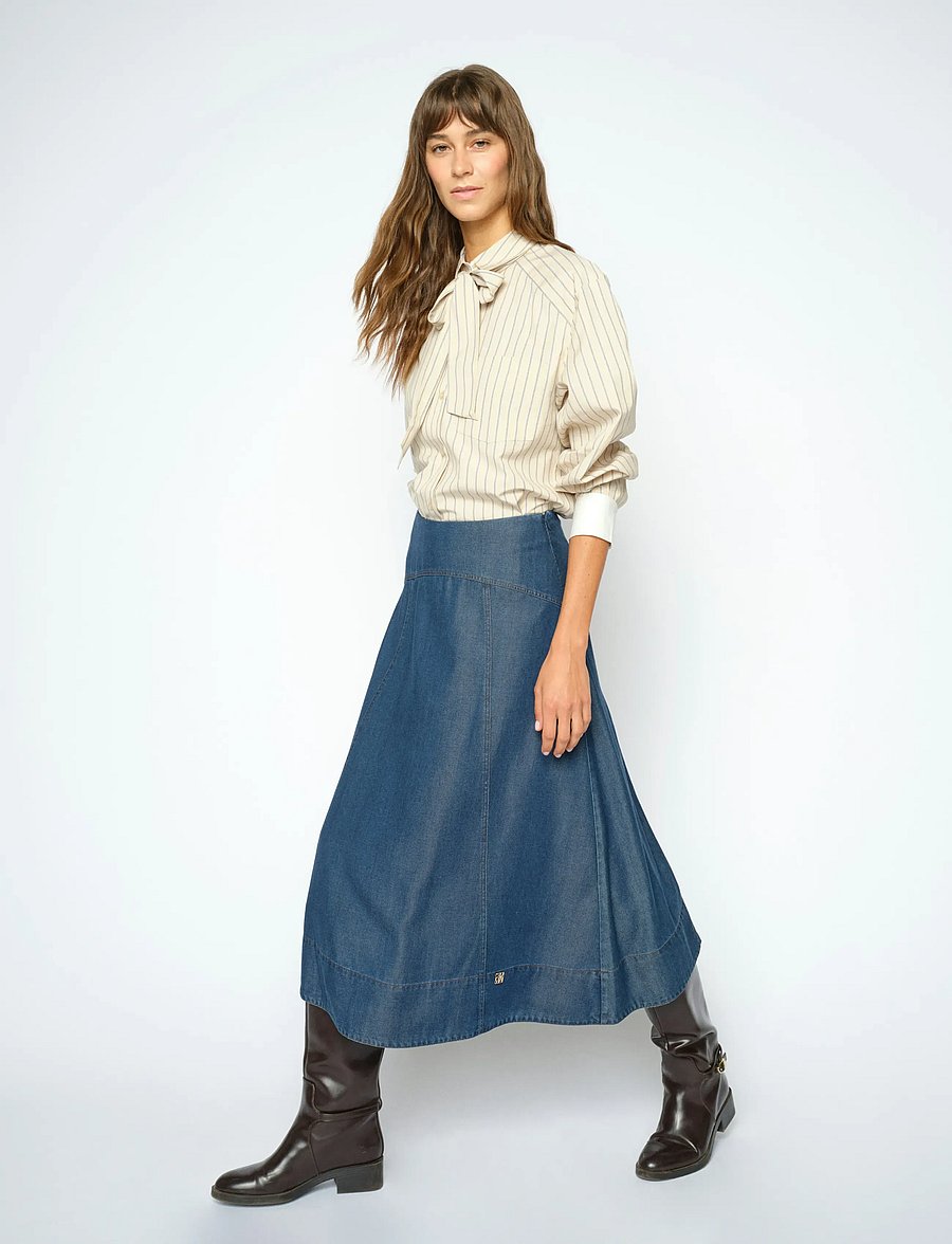 MOS MOSH - MMAurora Lio Skirt - midi-röcke - dark blue - 0