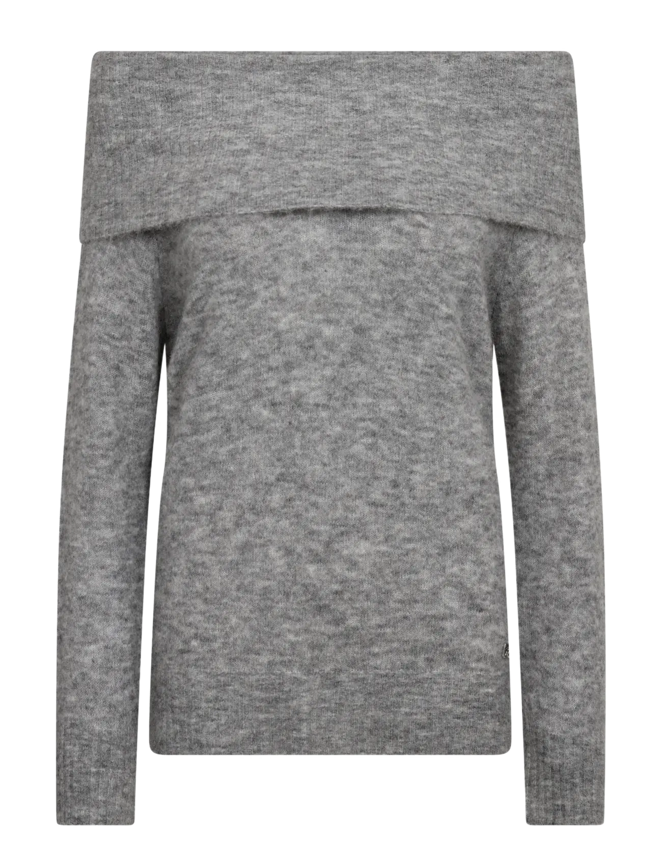 MOS MOSH MMMape Off Shoulder Knit - Striktrøjer - GREY MELANGE / grey