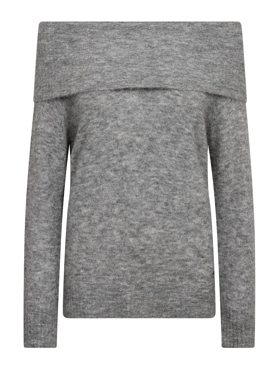 MOS MOSH - MMMape Off Shoulder Knit - striktrøjer - grey melange - 1