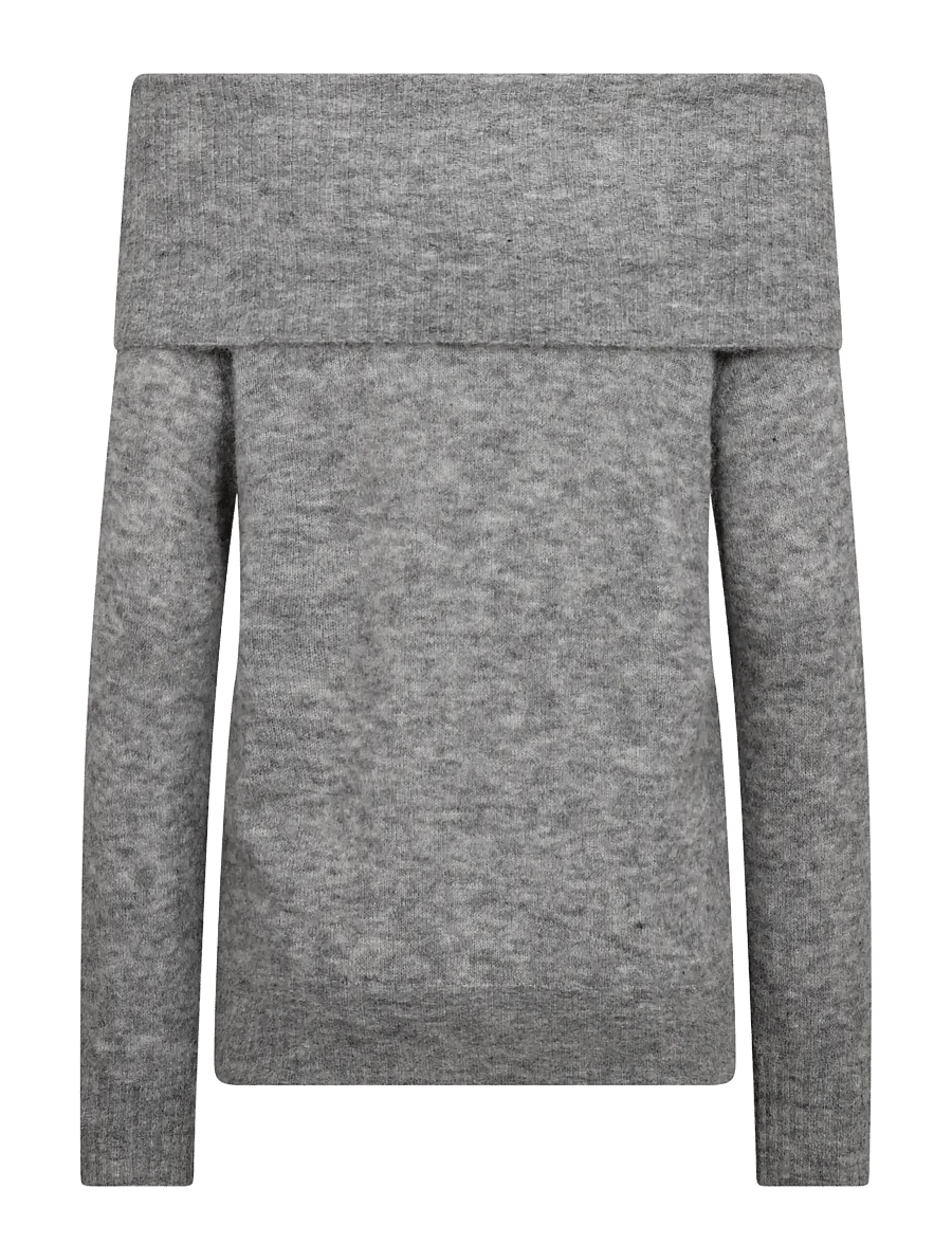 MOS MOSH - MMMape Off Shoulder Knit - striktrøjer - grey melange - 2