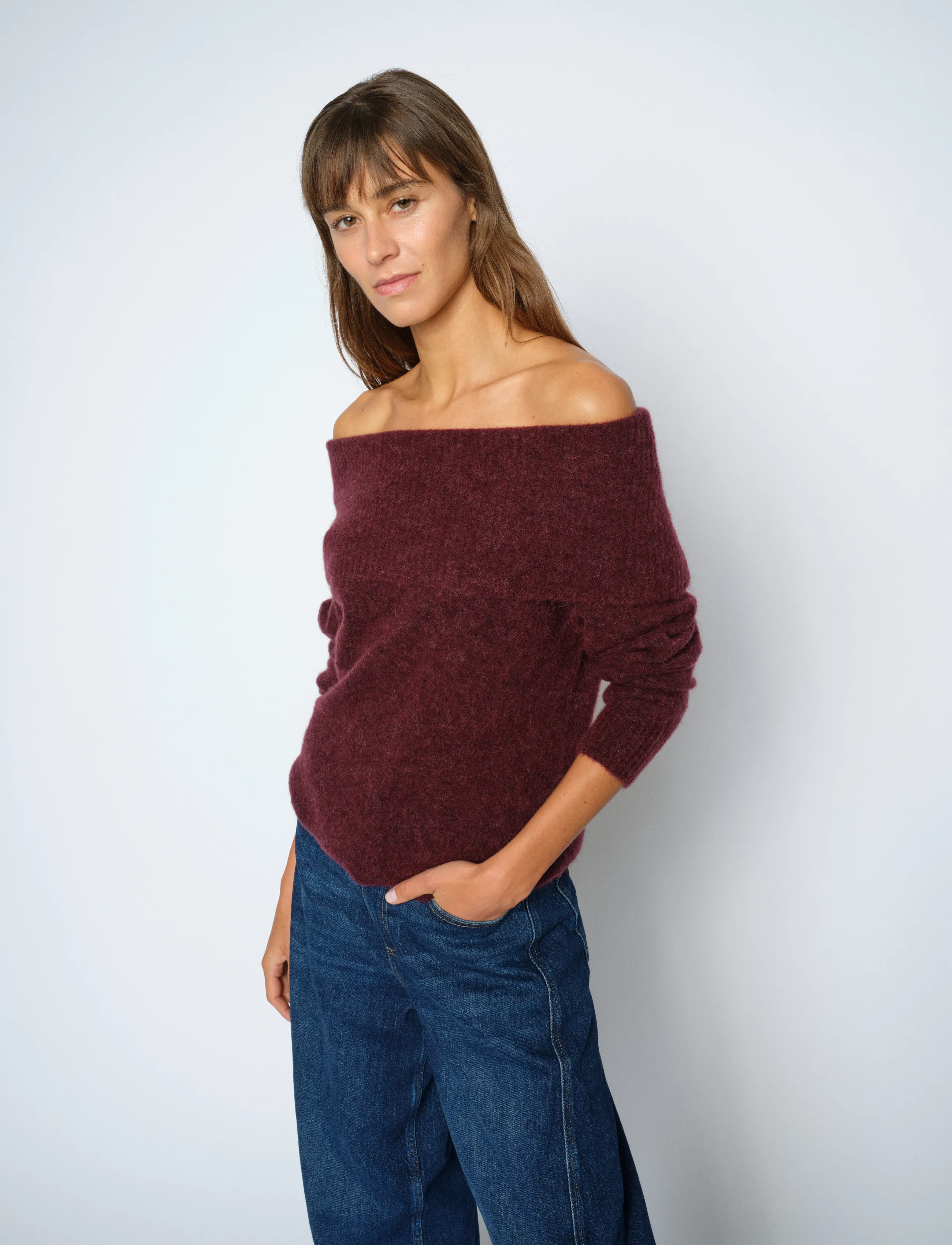 MOS MOSH - MMMape Off Shoulder Knit - stickade tröjor - port royale - 3