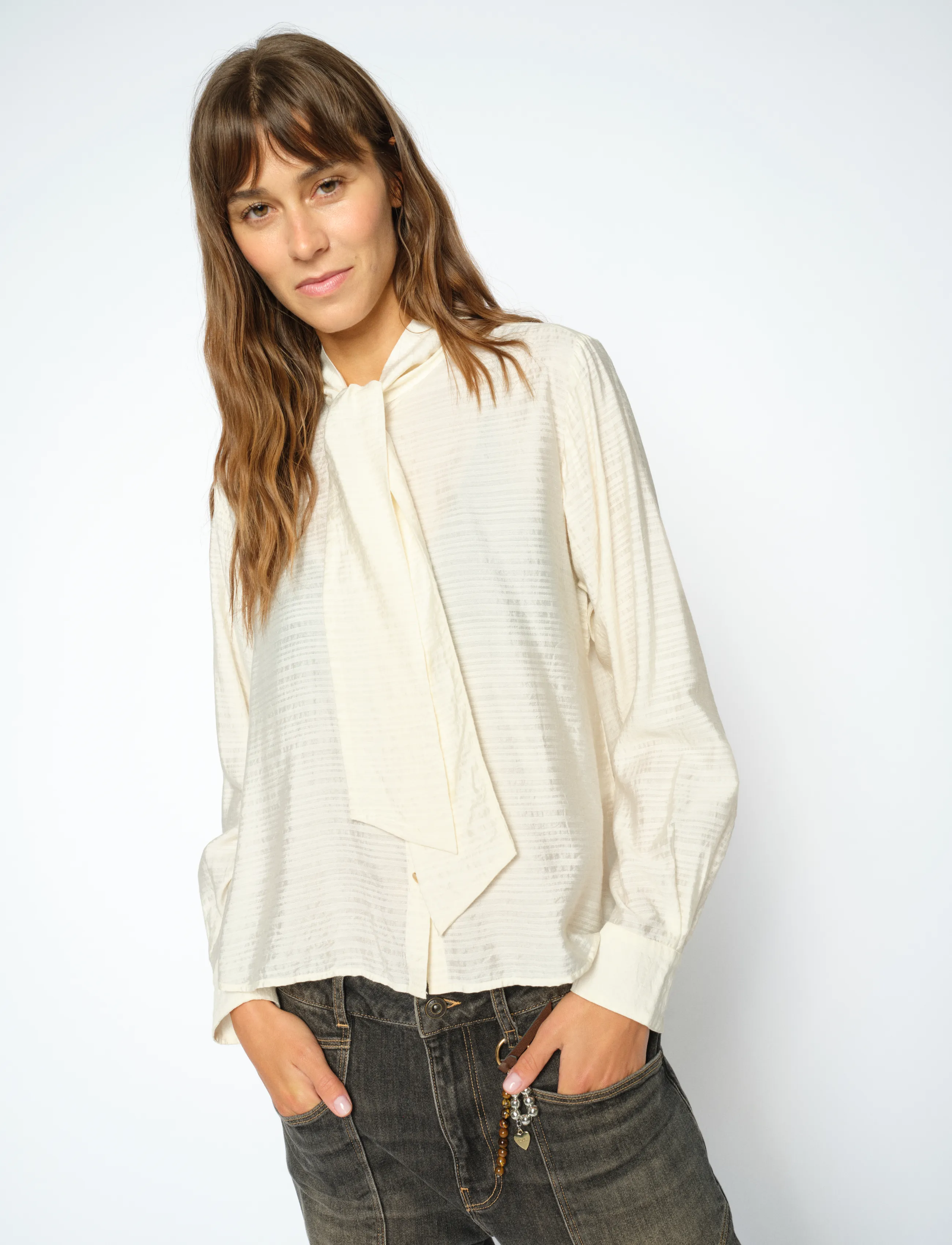 MOS MOSH - MMSaba Tie Shirt - long sleeved blouses - ecru - 3