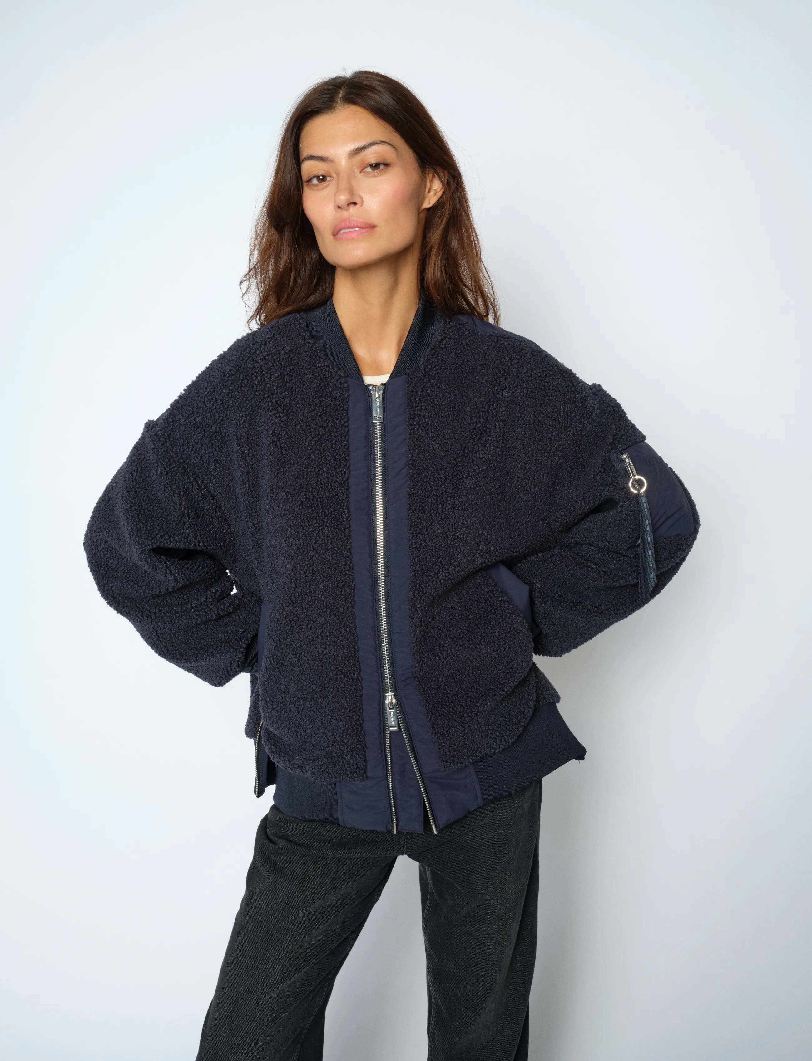 MOS MOSH Mmemeline Teddy Jacket, Kvinder, Teddy Bomberjakke, Navy, Str: XS