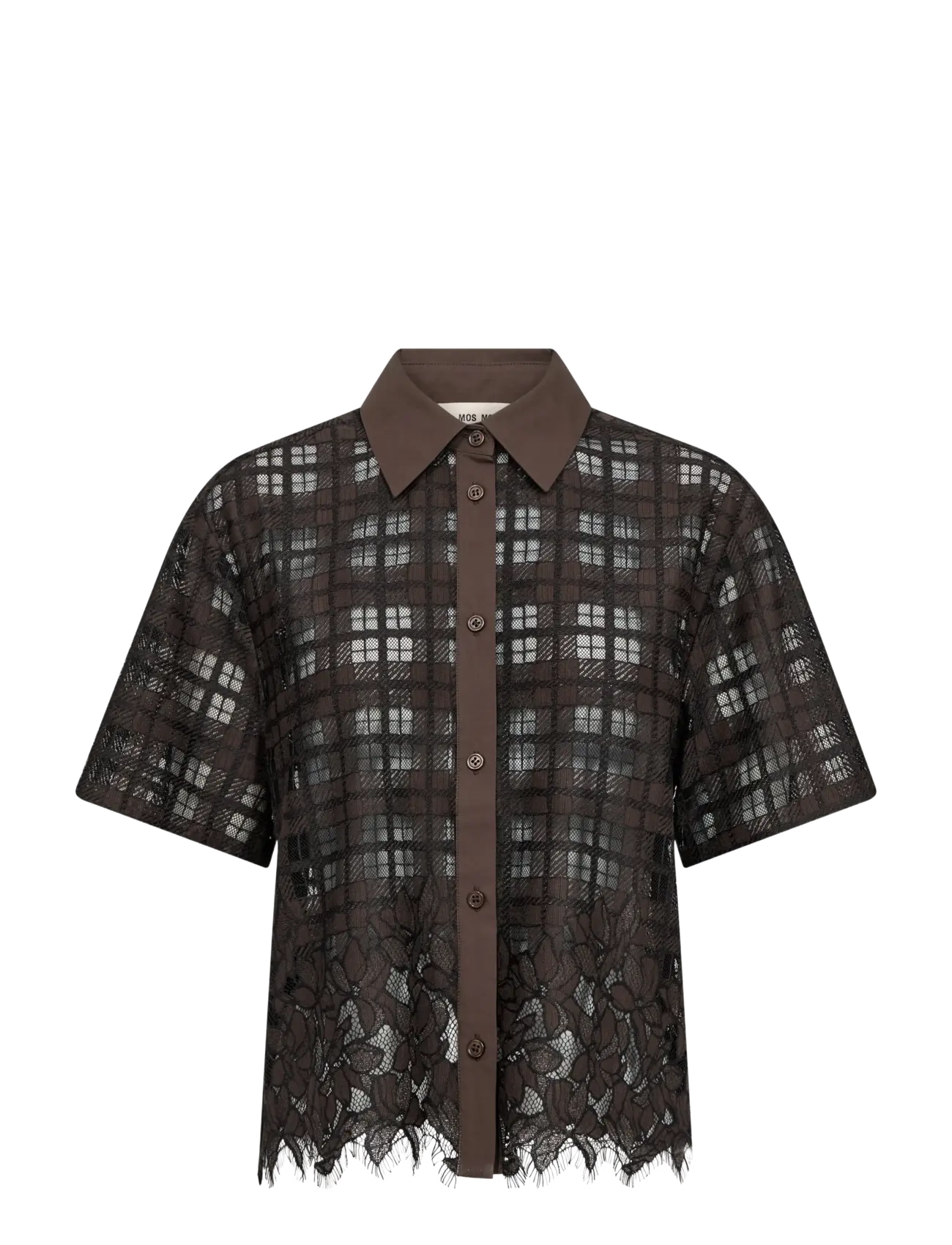 MOS MOSH - MMLia Checko SS Lace Shirt - kurzärmlige hemden - delicioso - 1