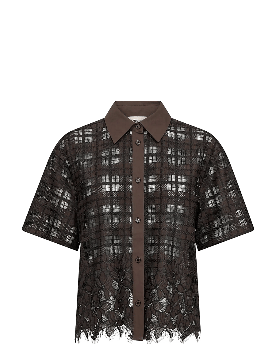 MOS MOSH - MMLia Checko SS Lace Shirt - kurzärmlige hemden - delicioso - 1