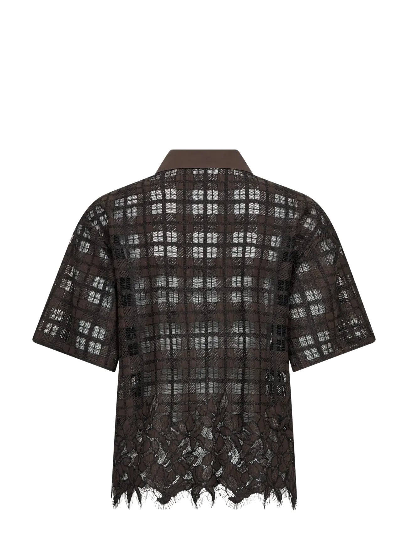 MOS MOSH - MMLia Checko SS Lace Shirt - kurzärmlige hemden - delicioso - 2