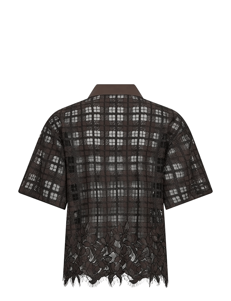 MOS MOSH - MMLia Checko SS Lace Shirt - kurzärmlige hemden - delicioso - 2