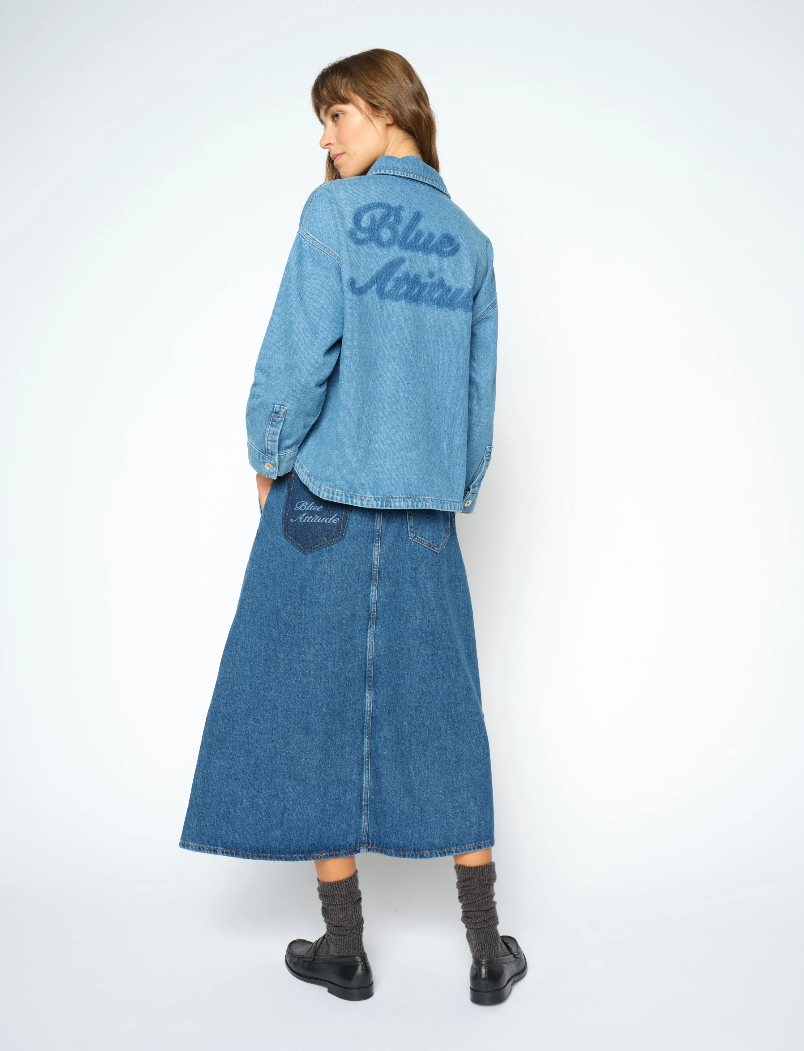 MOS MOSH Mmdany Enk Skirt, Kvinder, Midi Plisseret Denim Nederdel, Blå, Str: XS