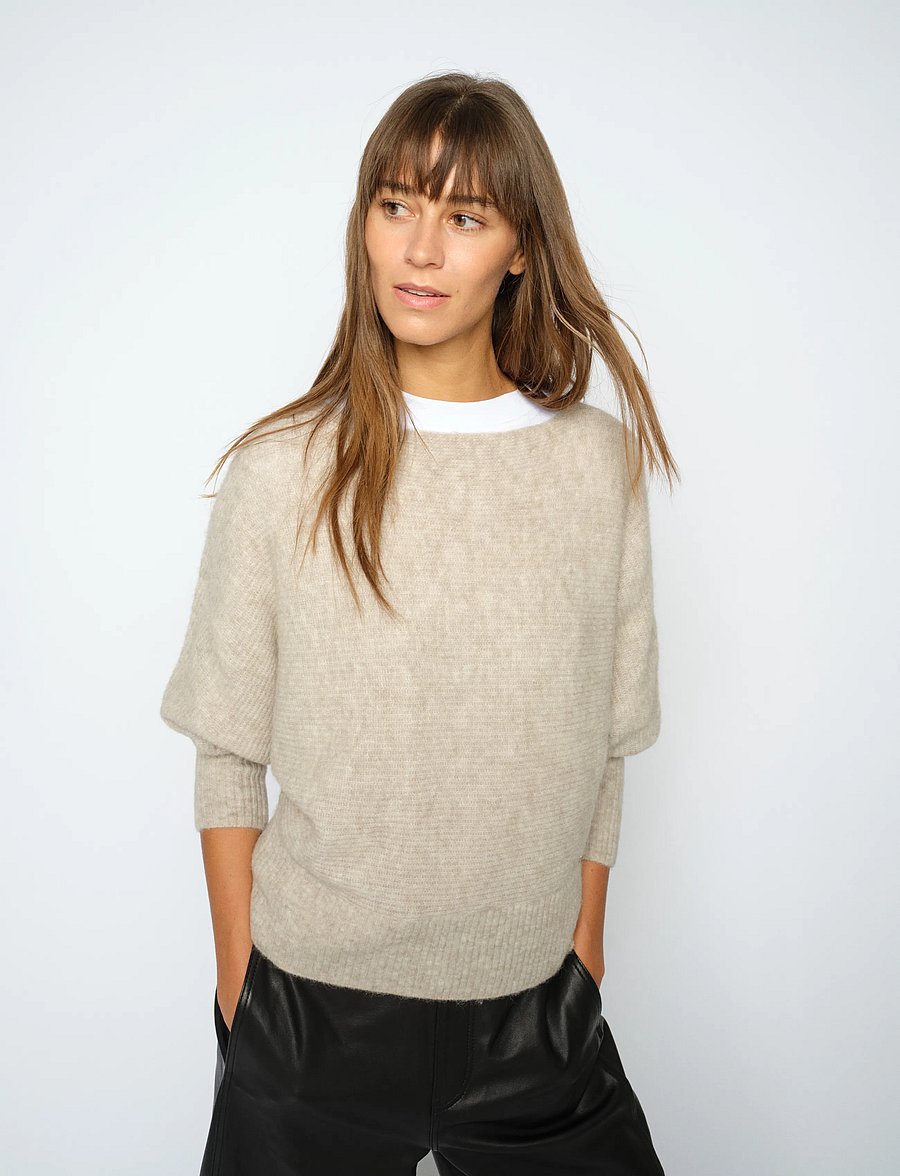 MOS MOSH - MMThora Boatneck Knit - striktrøjer - feather gray - 3