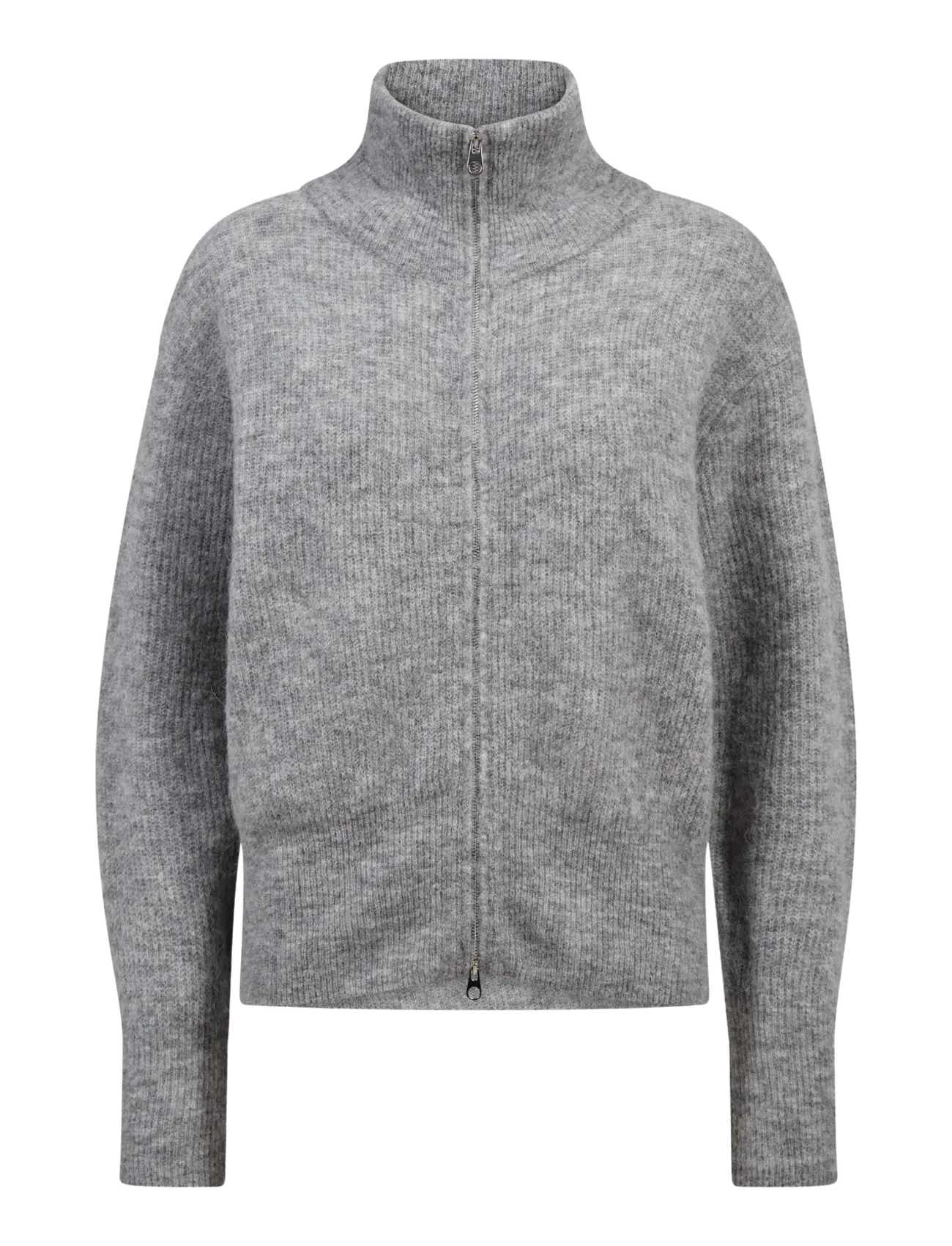 MOS MOSH Mmthora Knit Zip Cardigan, Kvinder, Strikket Lynlås Cardigan, Grå, Str: XL