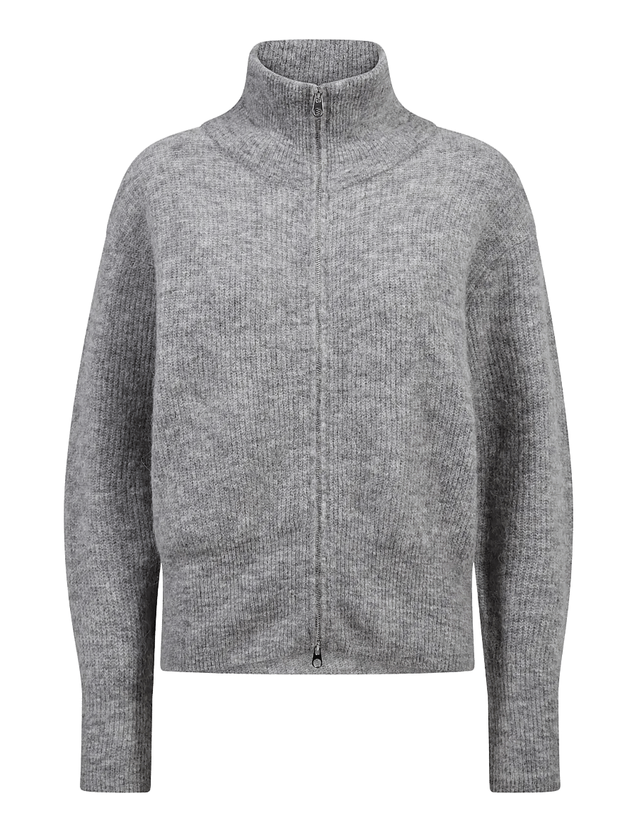 MOS MOSH - MMThora Knit Zip Cardigan - strickjacken - grey melange - 1